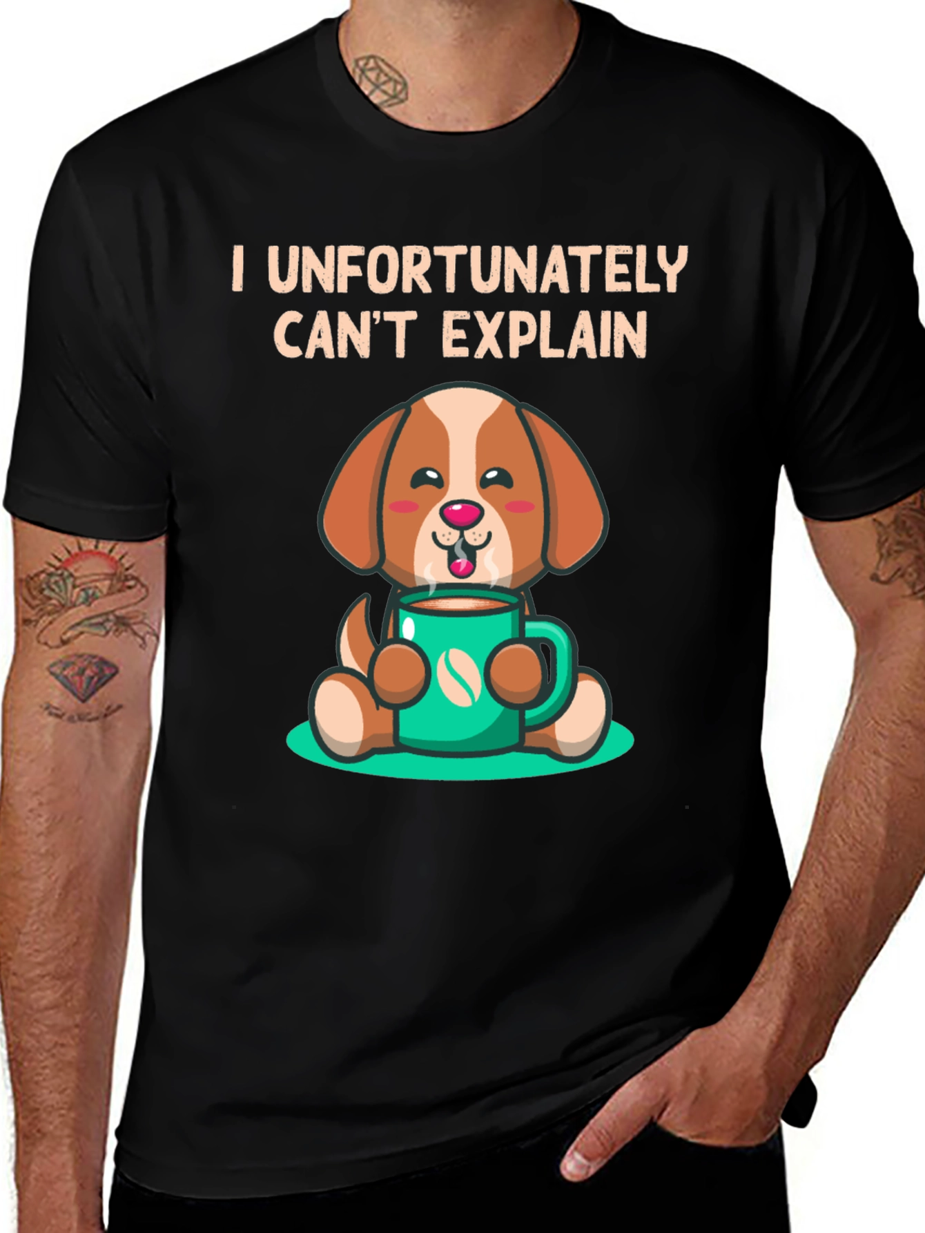 Variant 30 of Funny Dog & Coffee T-Shirt - I Can't Explain