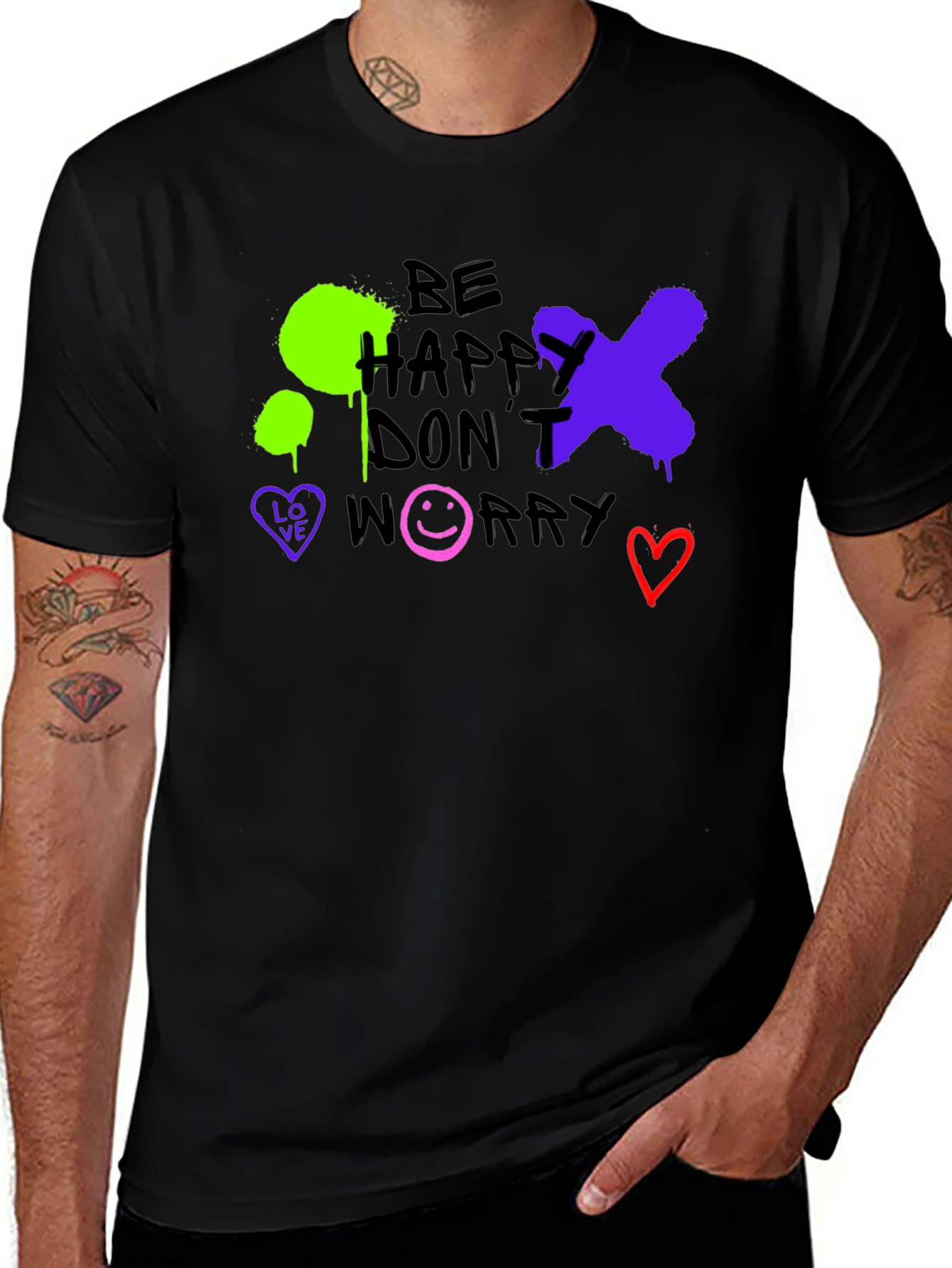 Variant 12 of Be Happy Don't Worry Graphic T-Shirt