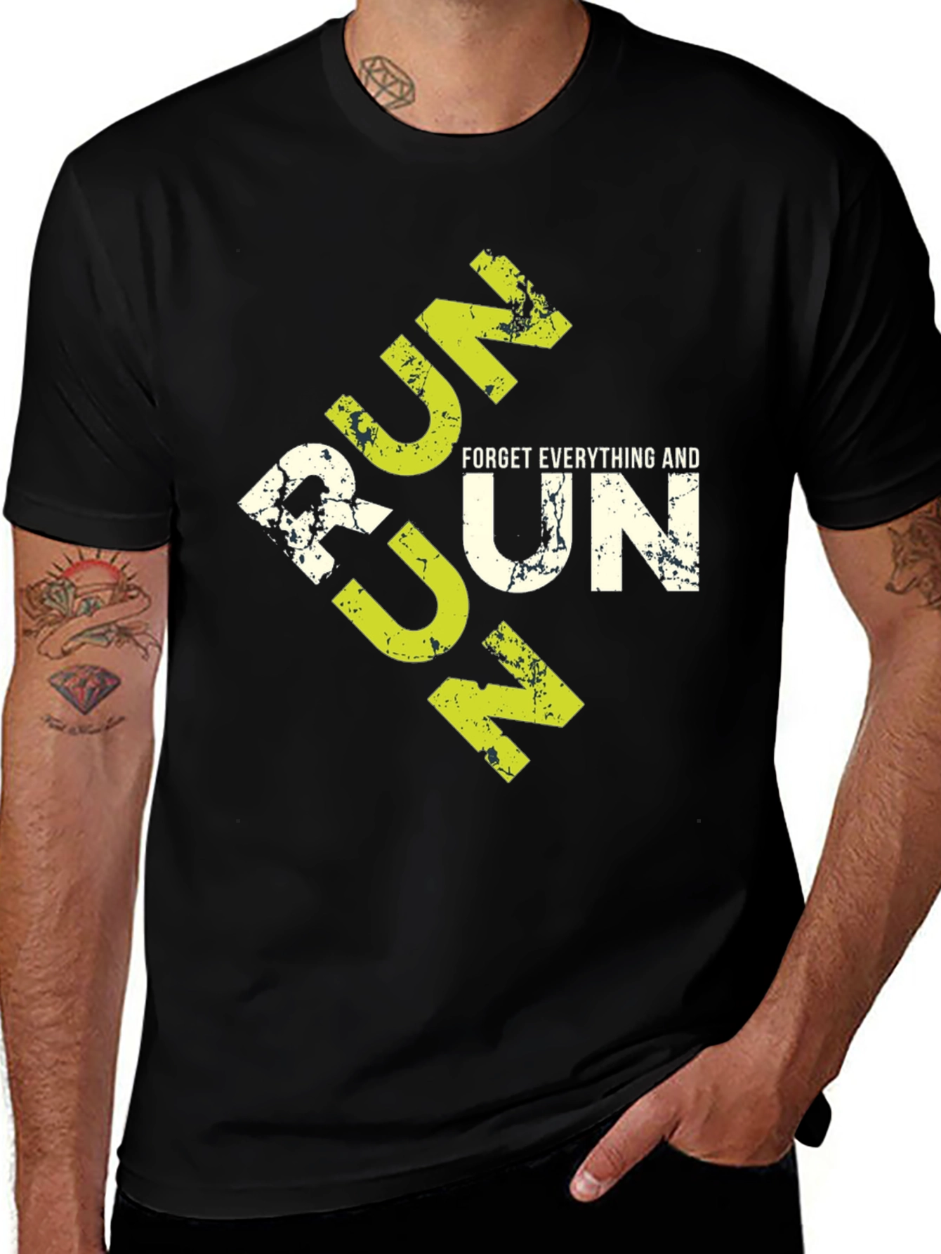 Variant 11 of Men's Black T-Shirt - Motivational Running Design