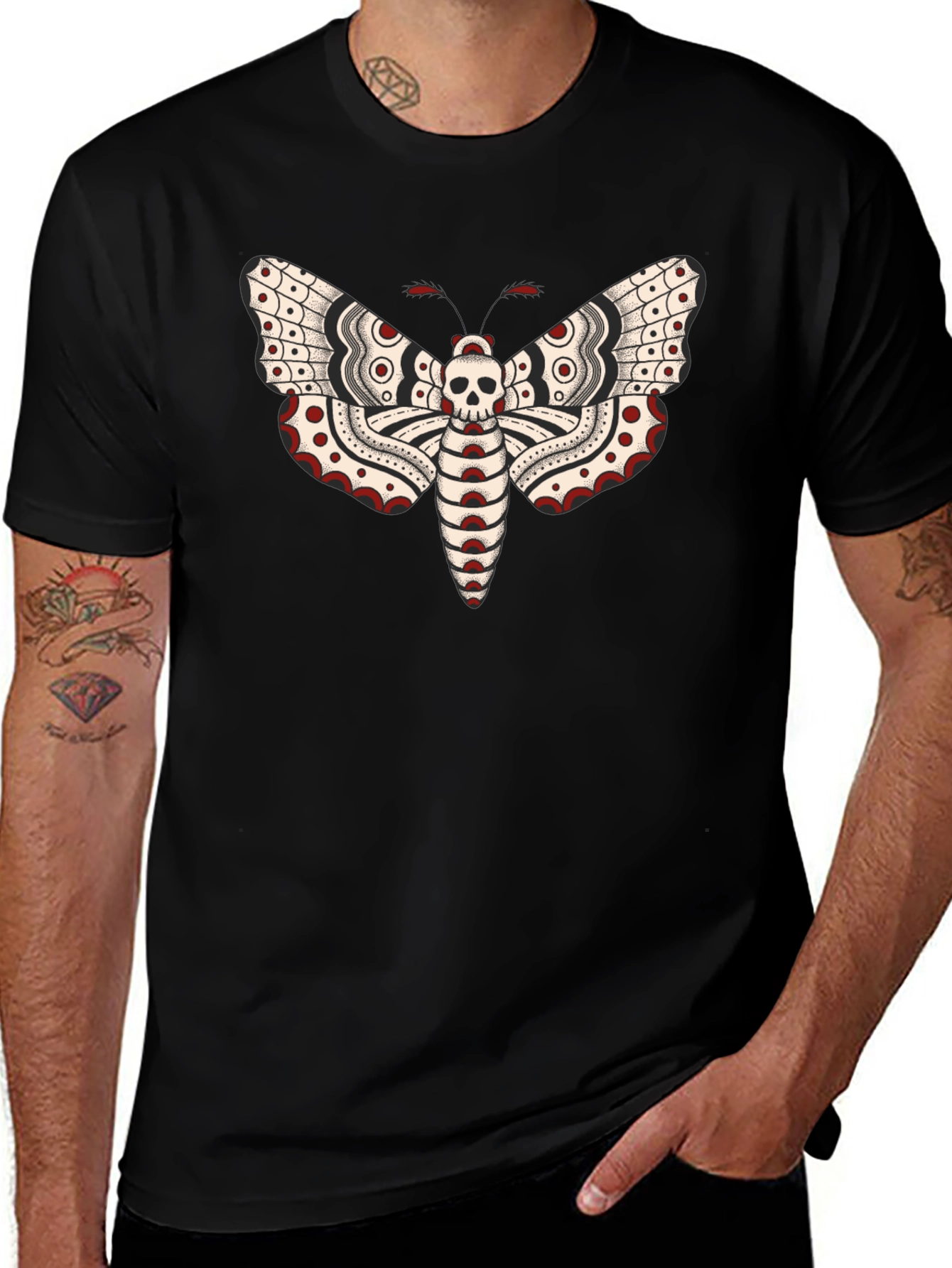 Variant 24 of Moth Skull Graphic Tee - Black T-Shirt