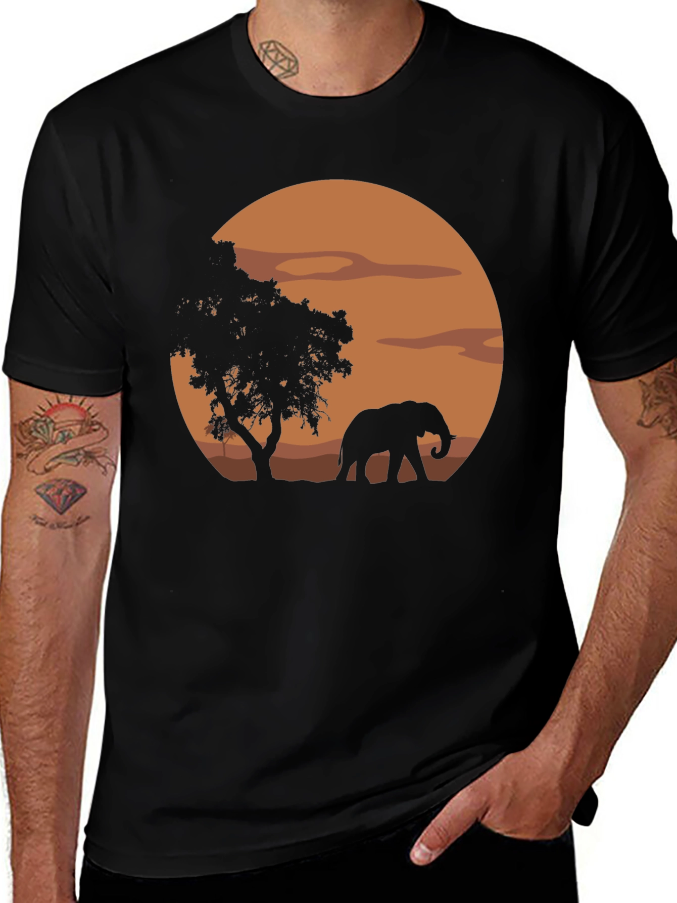 Variant 20 of African Sunset Elephant Graphic T-Shirt