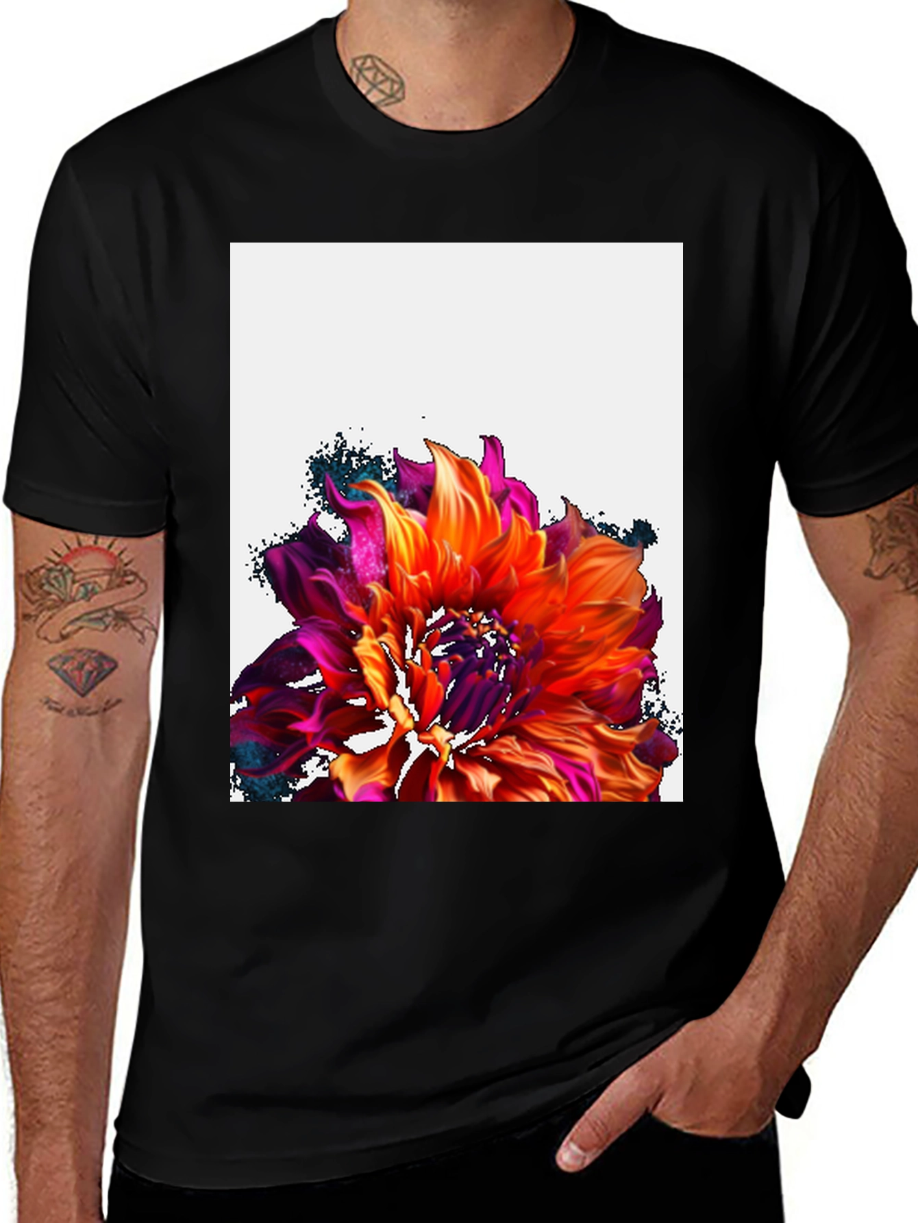 Variant 28 of Bold Floral Graphic Tee - Vibrant Flower Print