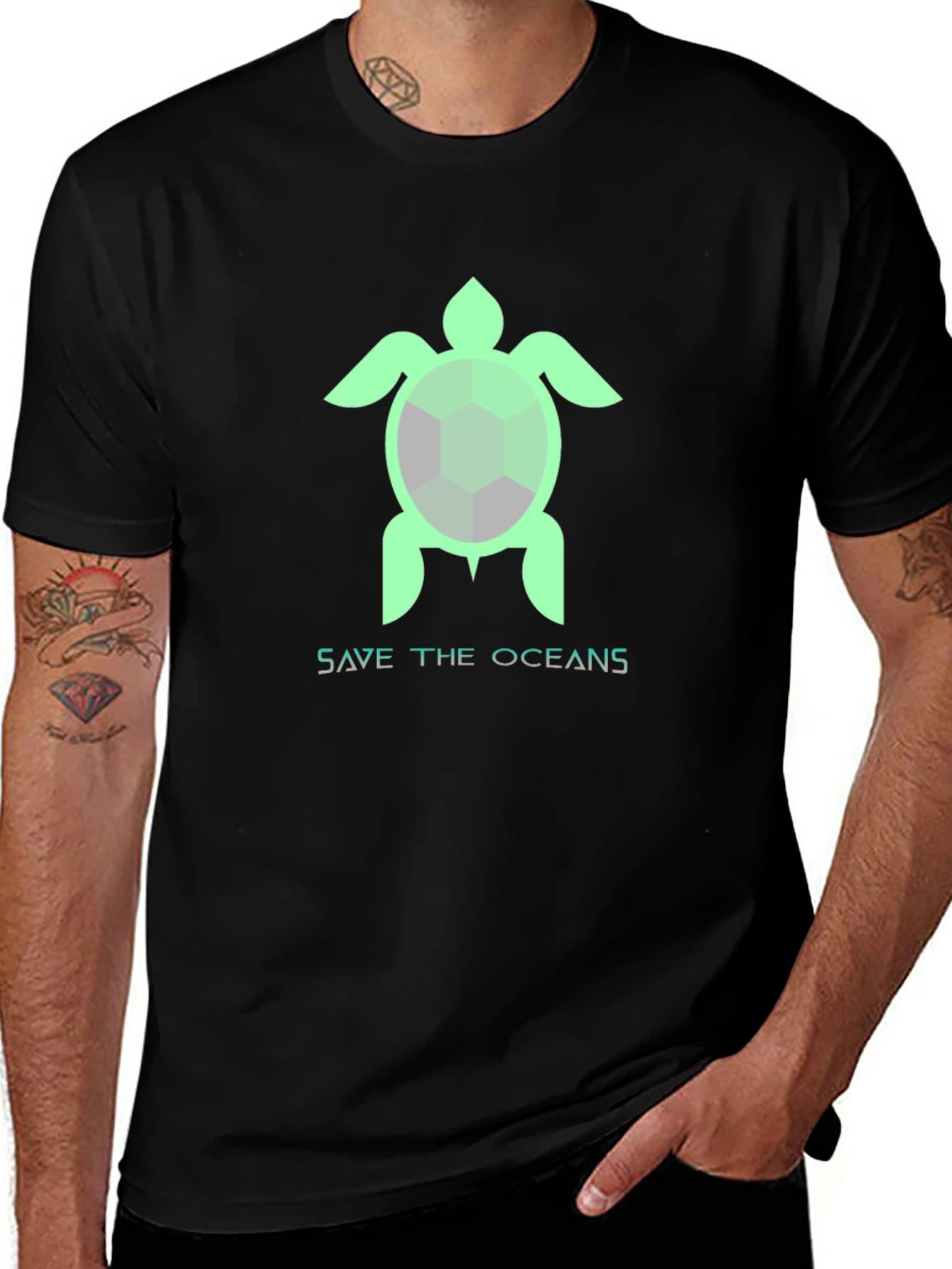 Save the Oceans Turtle Graphic T-Shirt