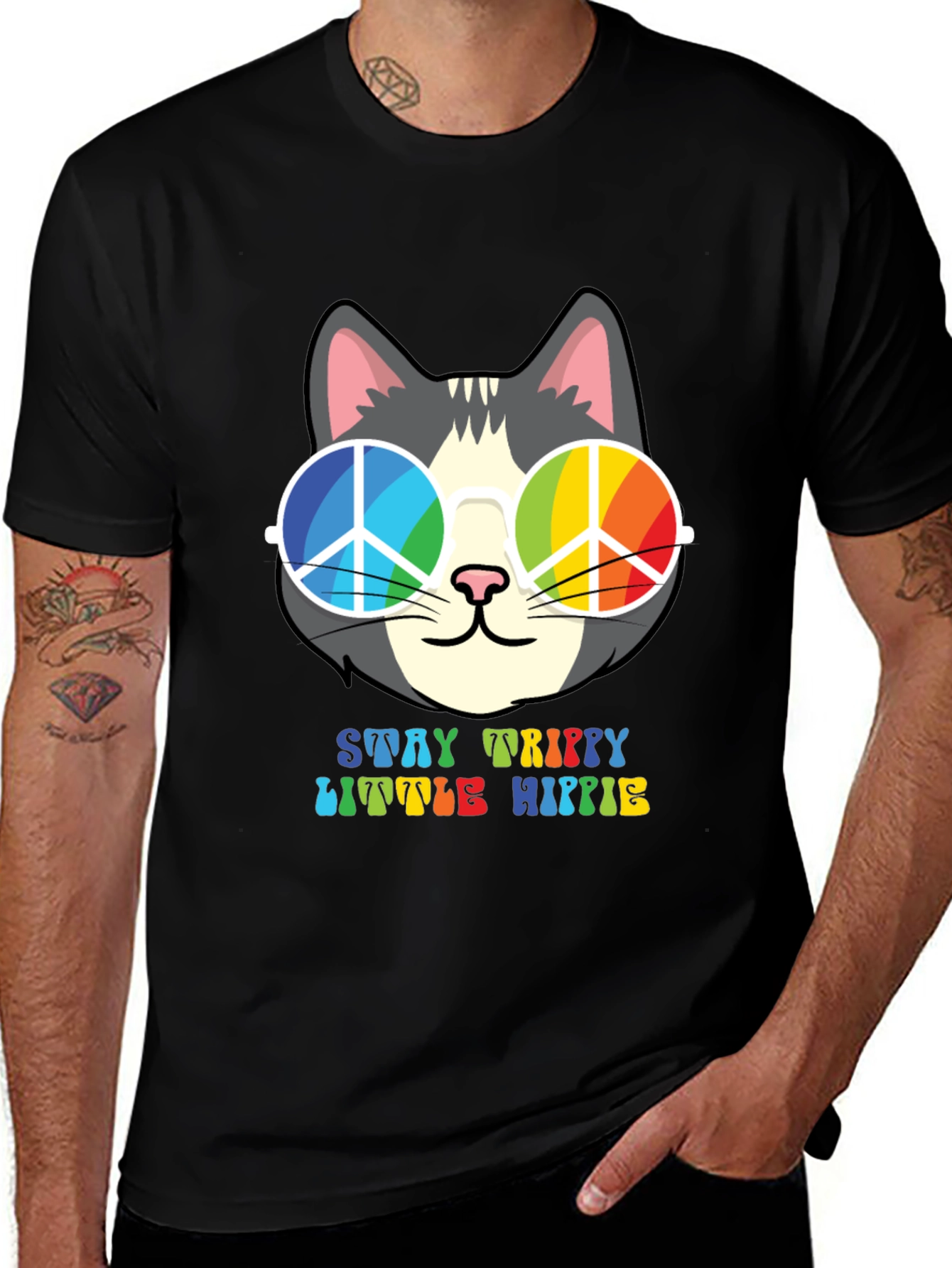 Variant 5 of Stay Trippy Little Hippie Cat Graphic Tee