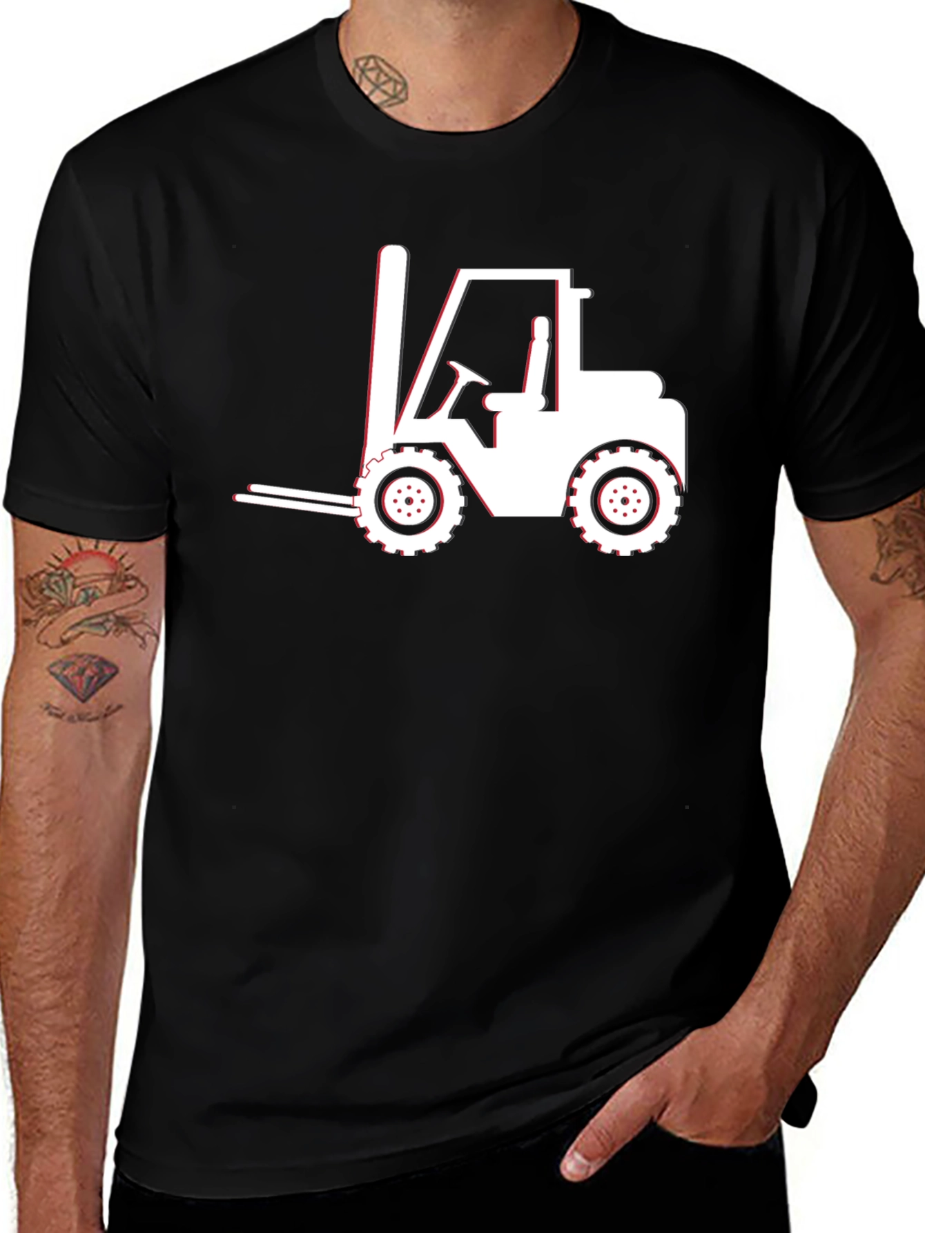 Variant 29 of Forklift Graphic Tee - Black Cotton Comfort