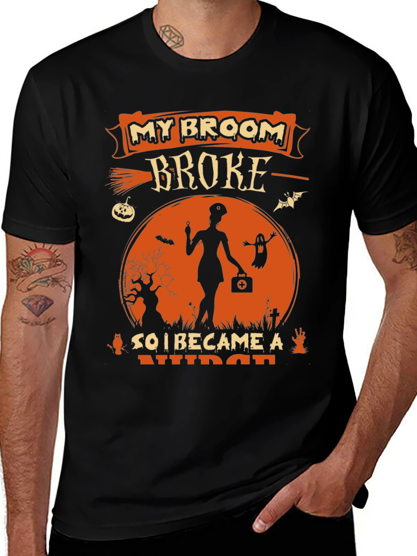 Variant 18 of Halloween Nurse T-Shirt - My Broom Broke