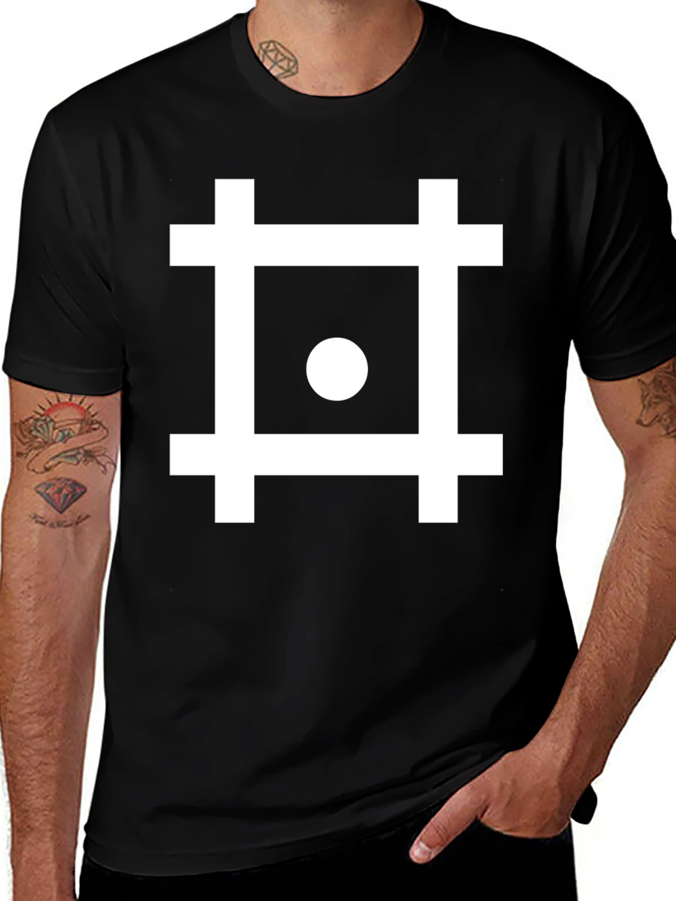 Variant 10 of Geometric Symbol Black T-Shirt