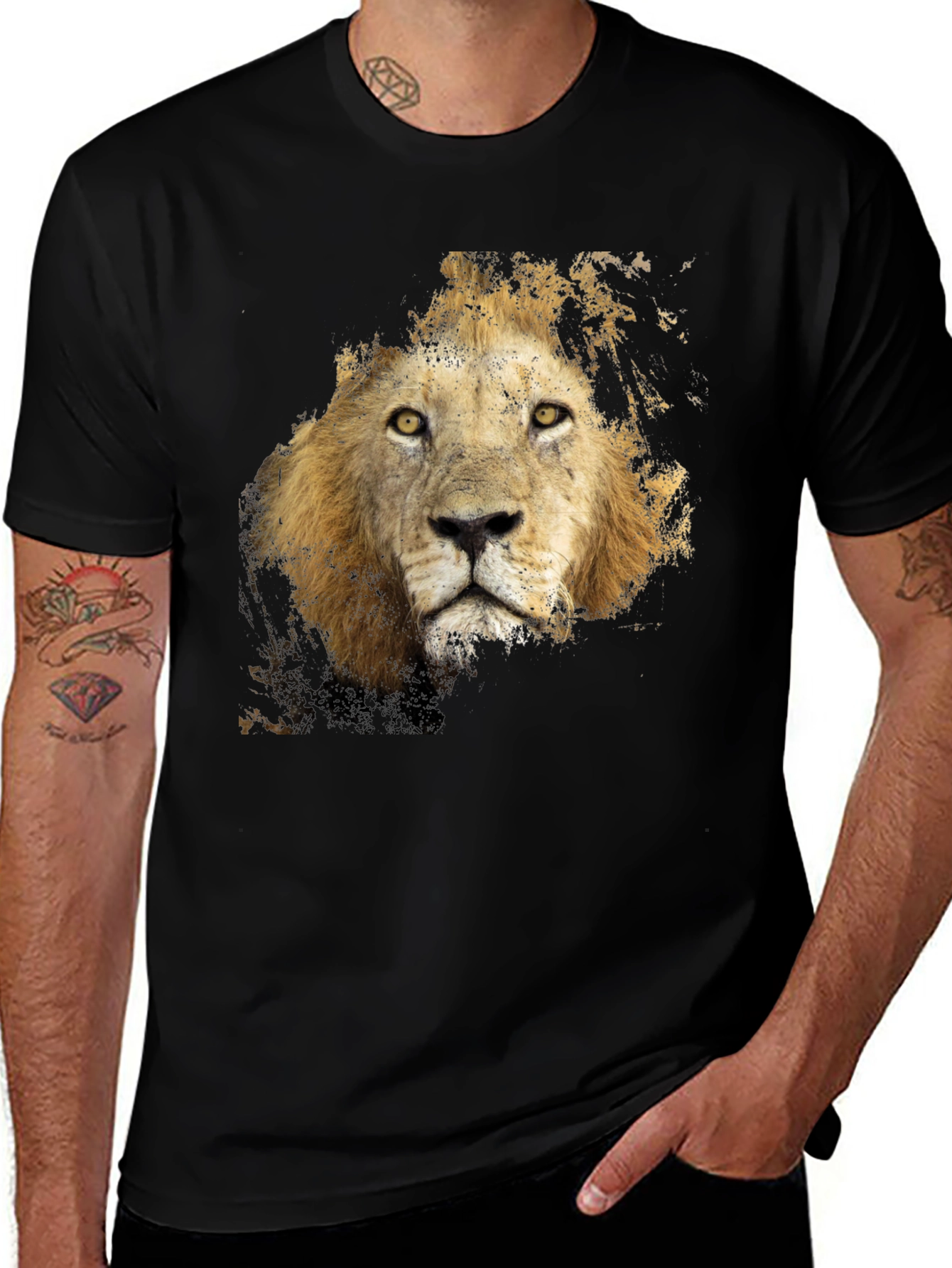Variant 12 of Lion Graphic Black T-Shirt - Bold Animal Print