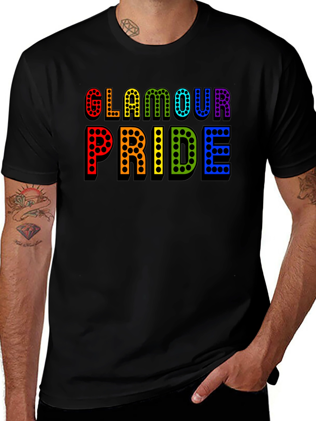 Glamour Pride T-Shirt: Rainbow Dot Design