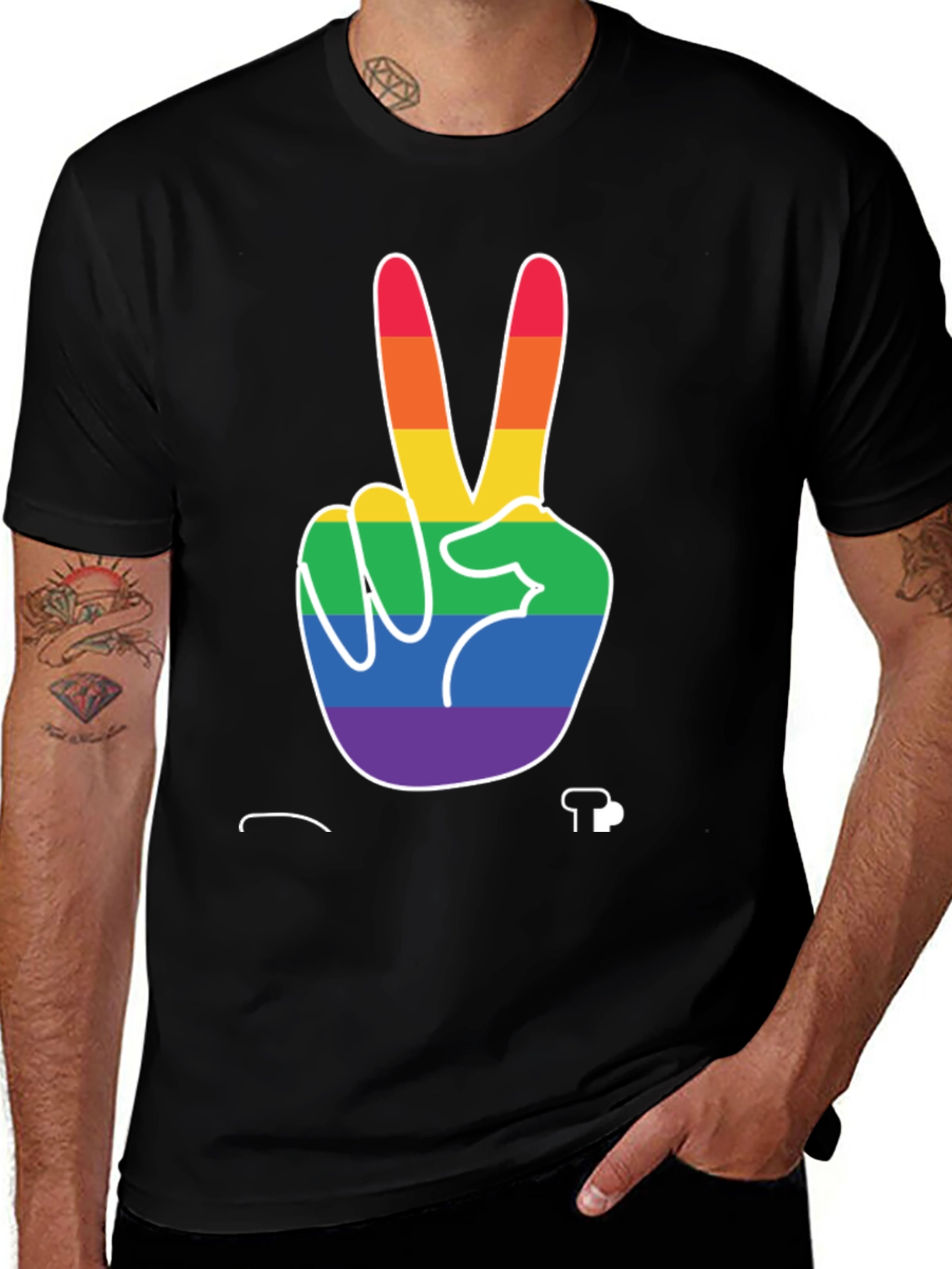 Variant 21 of Rainbow Peace Sign Graphic T-Shirt