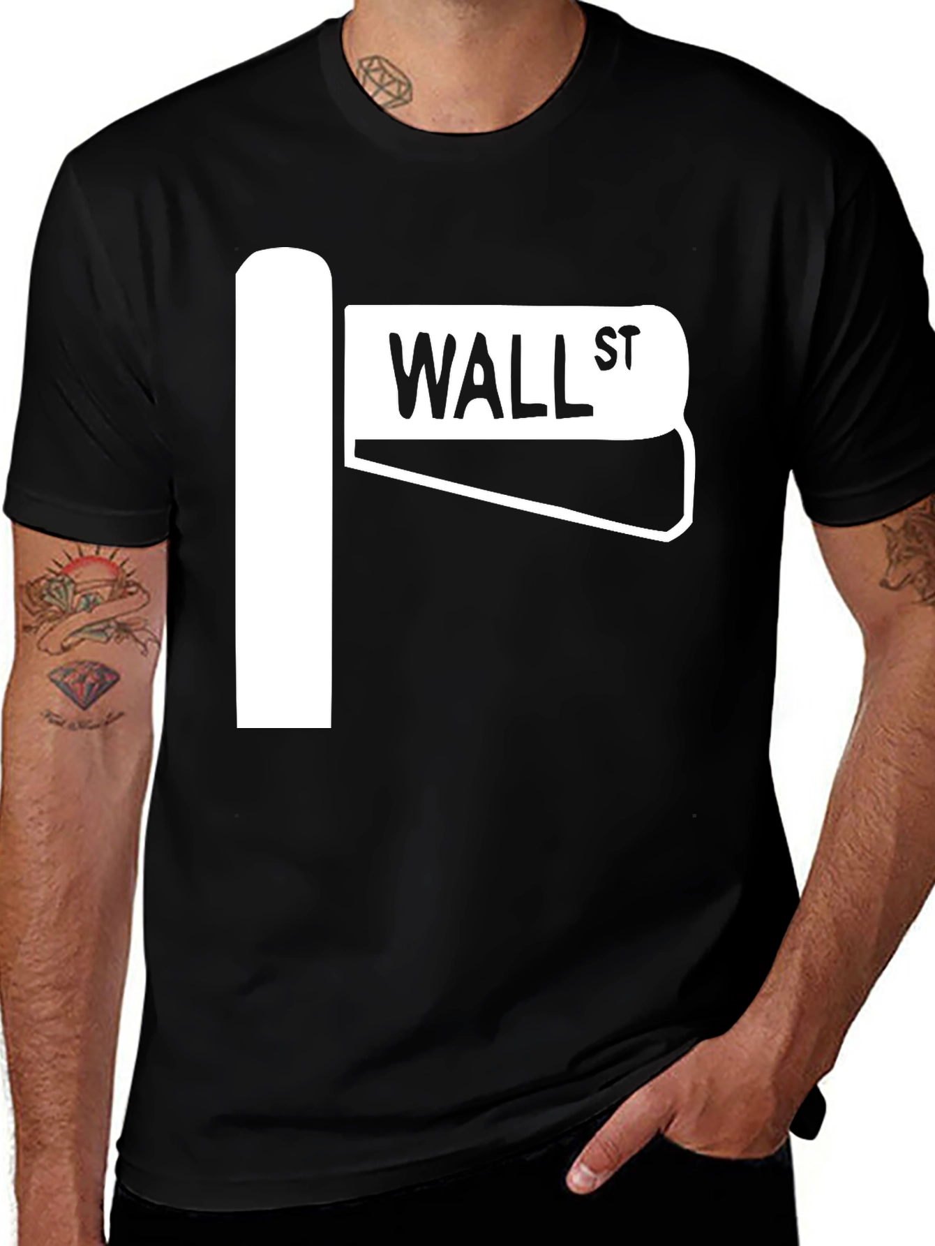Wall Street Sign T-Shirt - Black