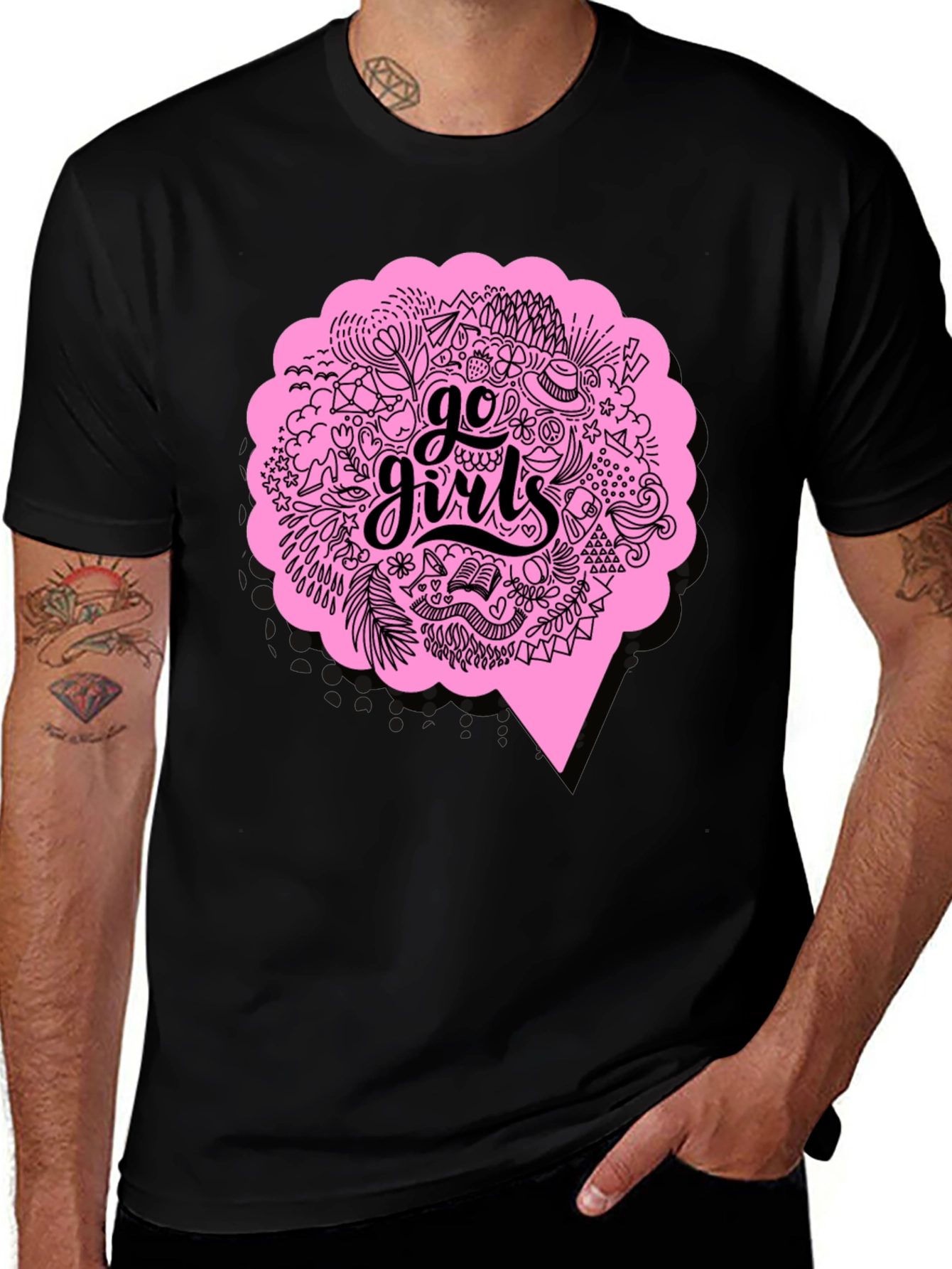 Variant 3 of Go Girls Graphic Tee - Black Cotton T-Shirt