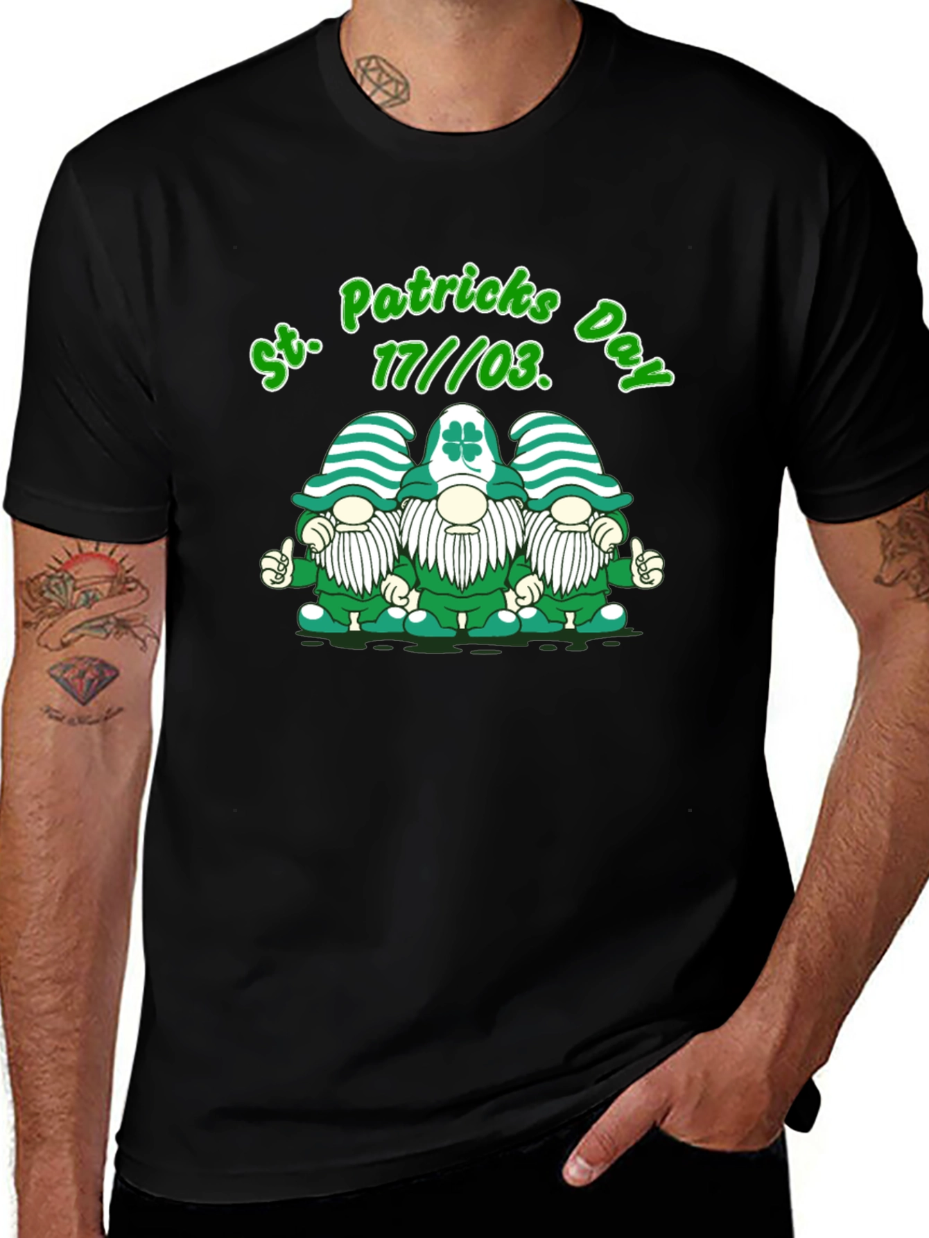 St. Patrick's Day Gnome Graphic Tee - Black