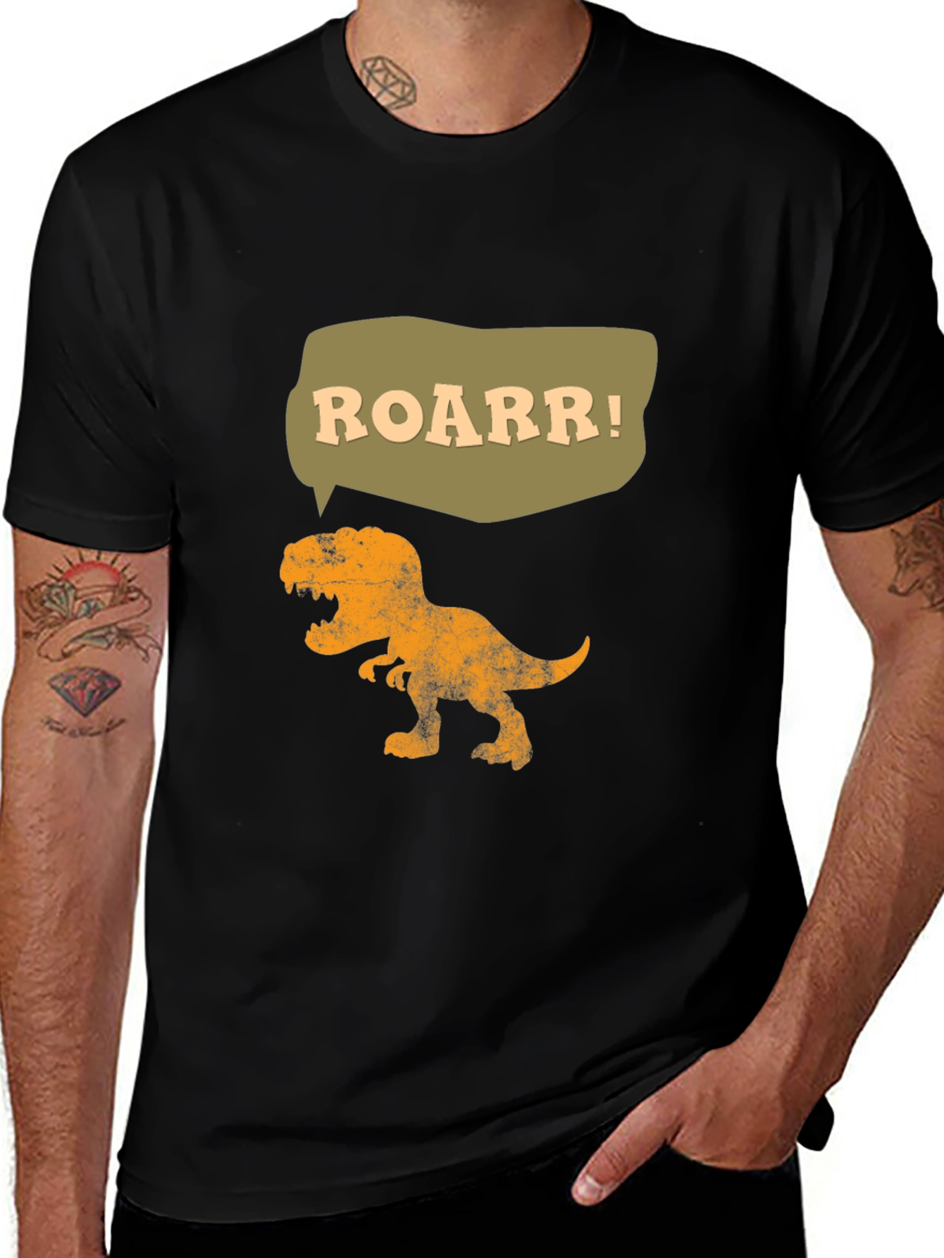 Variant 6 of Roarr! Dinosaur Graphic Tee - Black Cotton T-Shirt