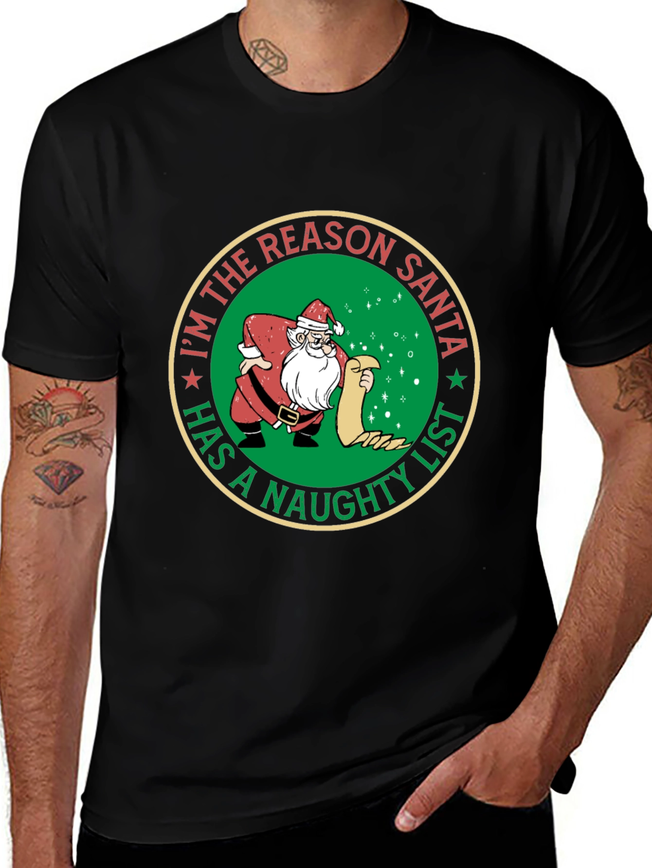 Naughty List Santa T-Shirt - Holiday Humor