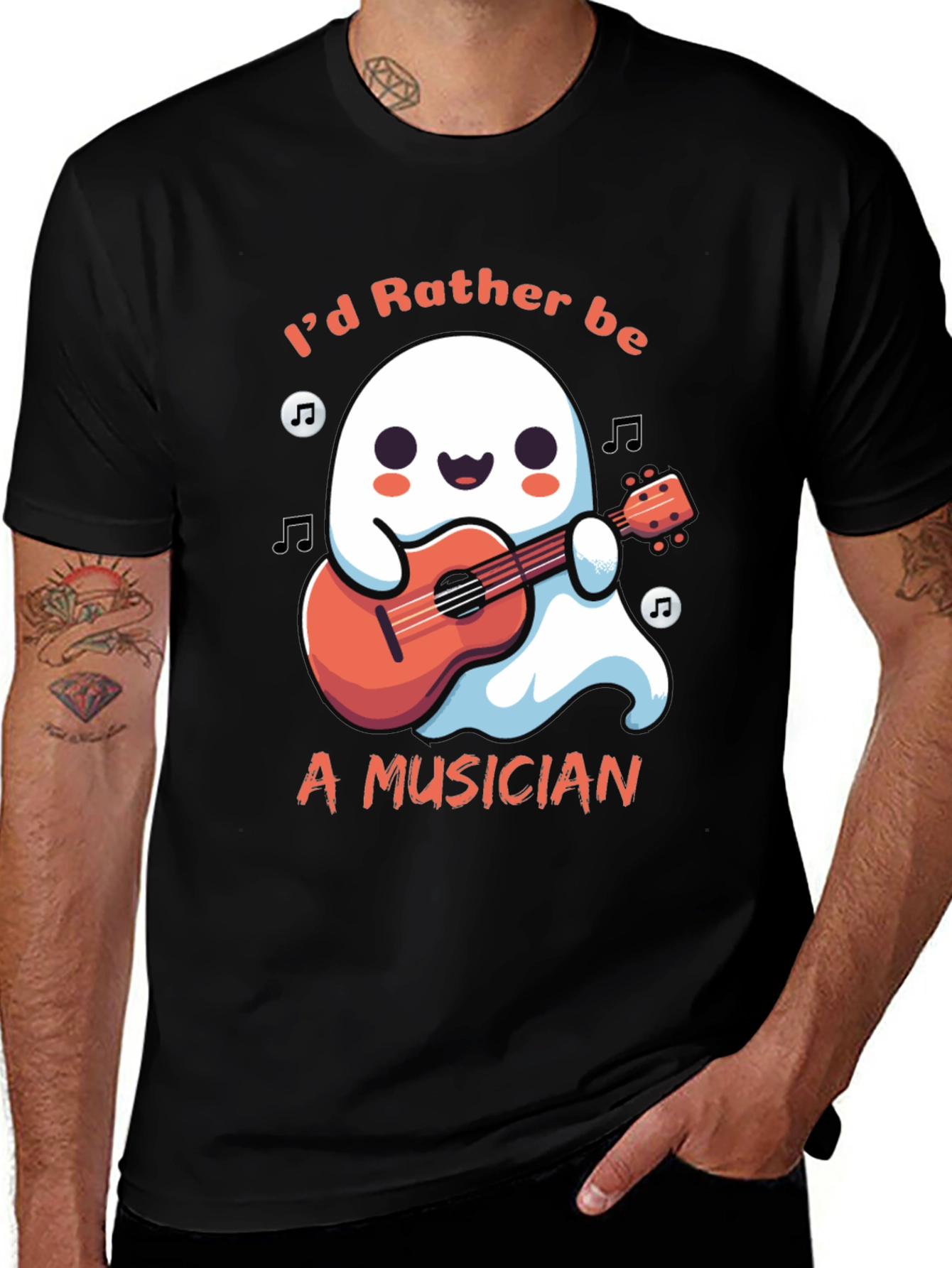 Variant 23 of Ghost Musician T-Shirt: I'd Rather Be Playing Guitar