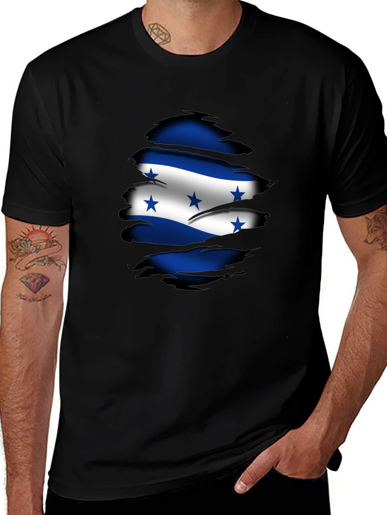 Honduras Flag Ripped T-Shirt - Country Pride