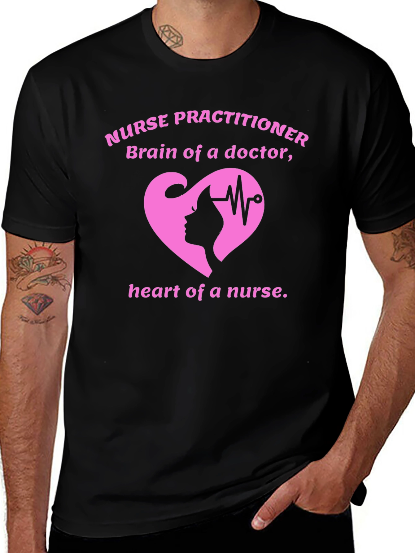 Variant 7 of Nurse Practitioner T-Shirt: Brain & Heart Graphic Tee