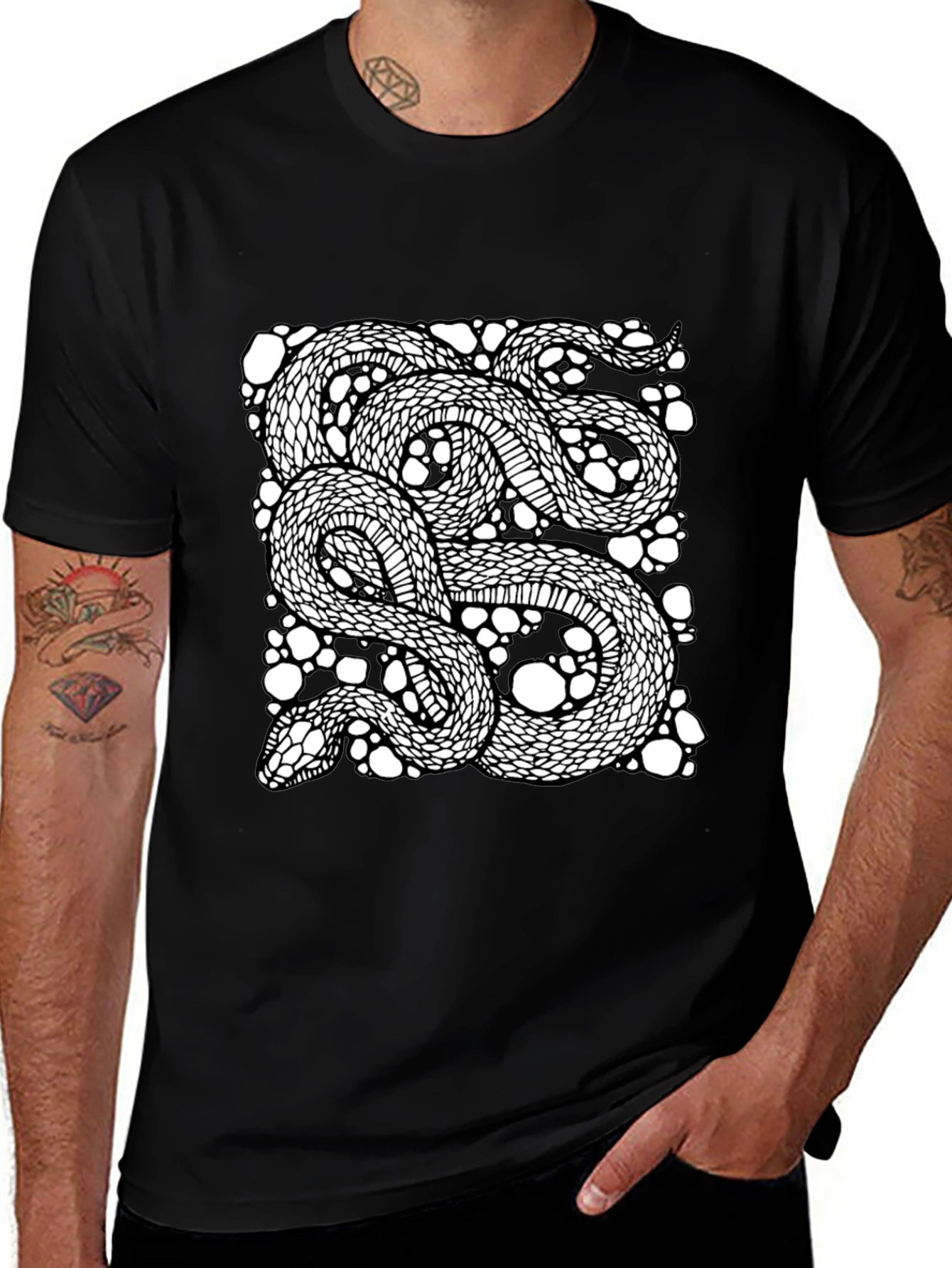 Variant 5 of Black Snake Graphic Tee - Stylish Men's T-Shirt