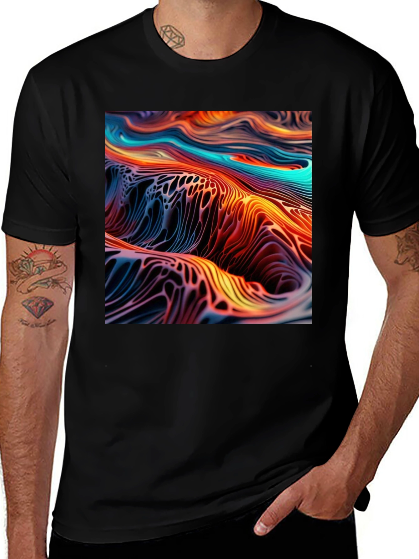 Variant 22 of Abstract Swirl Graphic Black T-Shirt