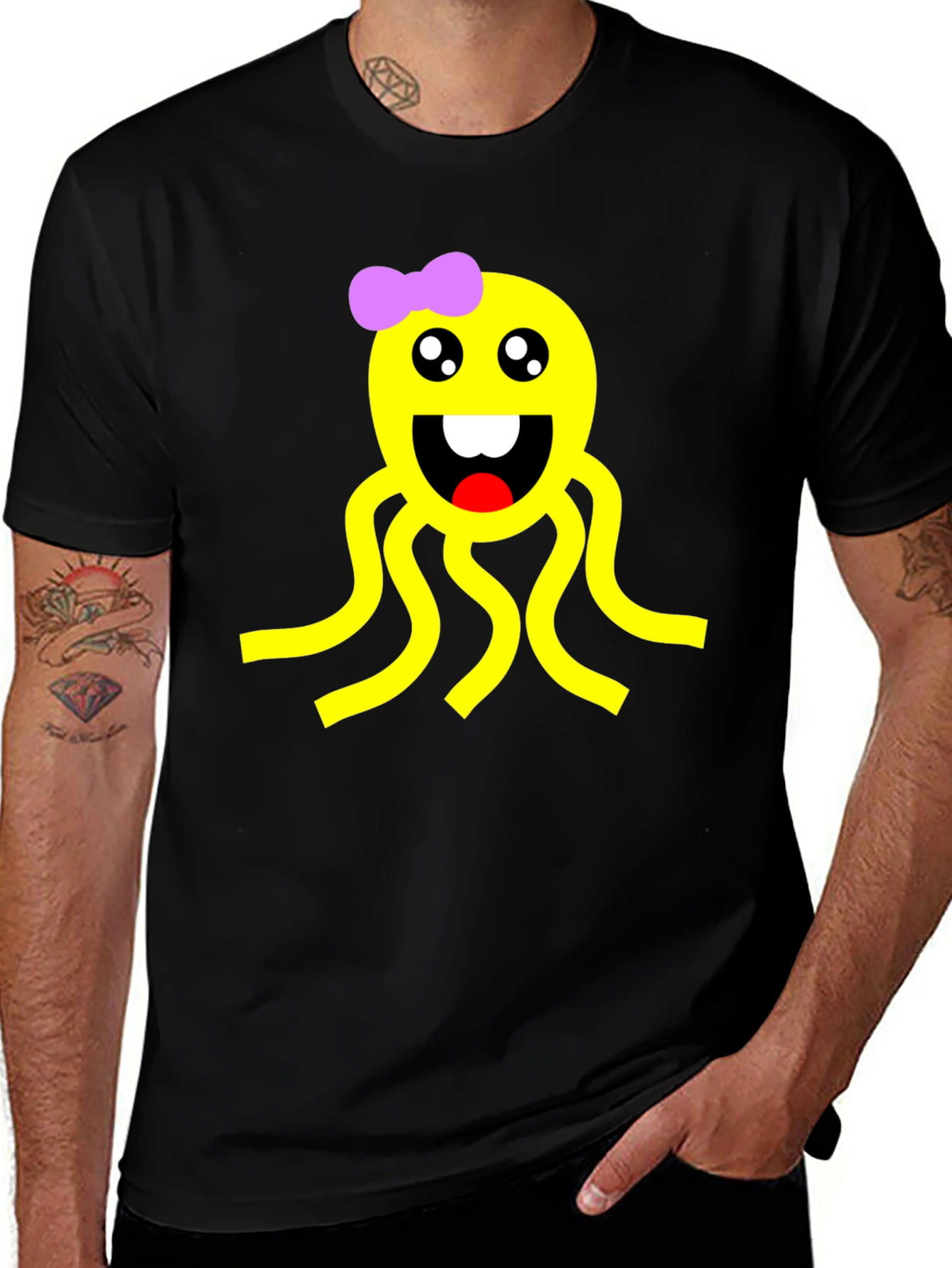 Variant 17 of Cute Octopus Graphic Black T-Shirt
