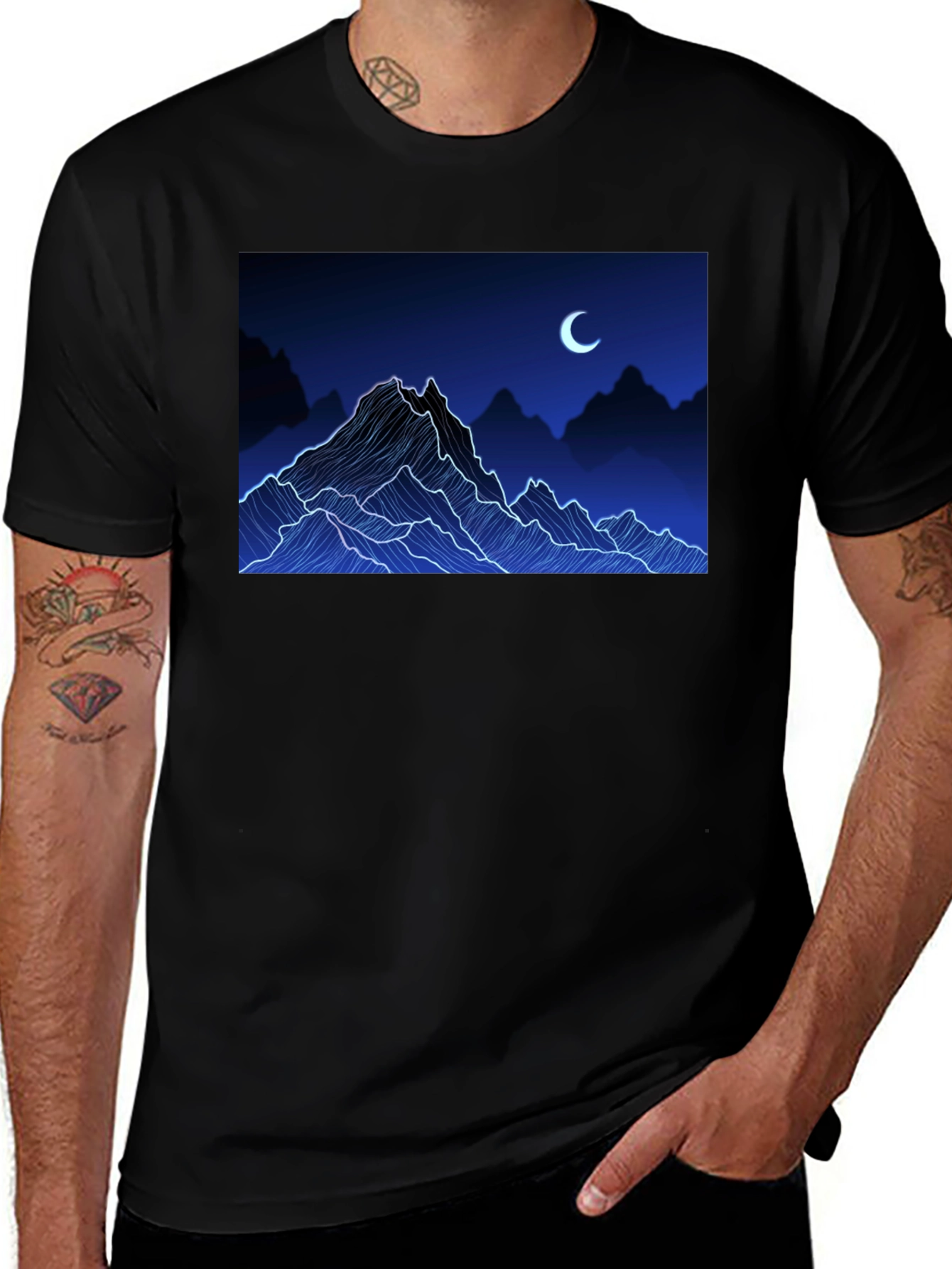 Variant 22 of Mountains and Moon Black Tee