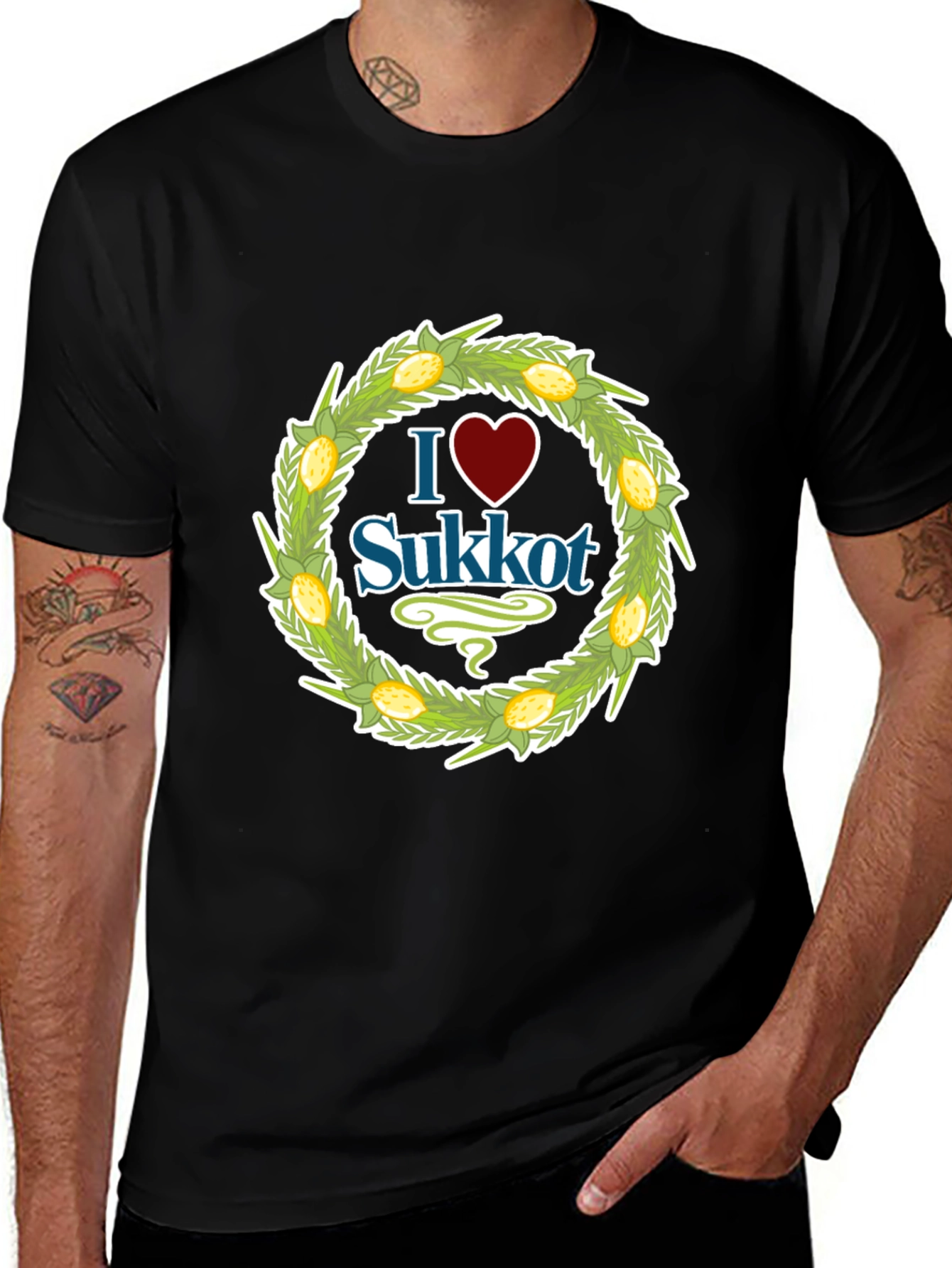 Variant 7 of I Heart Sukkot Black Graphic Tee