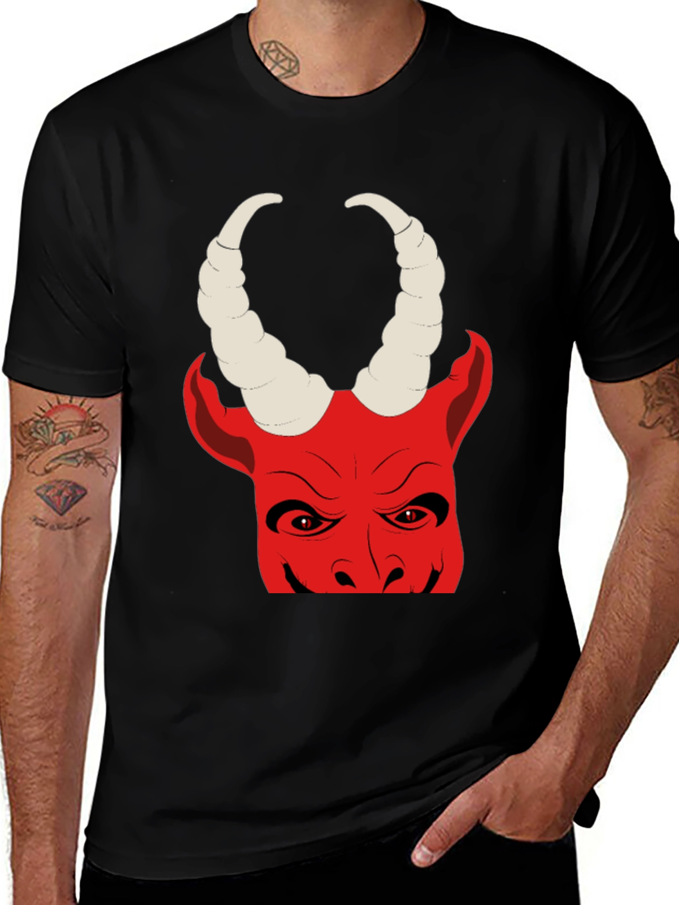 Variant 15 of Devil Graphic Print T-Shirt - Black
