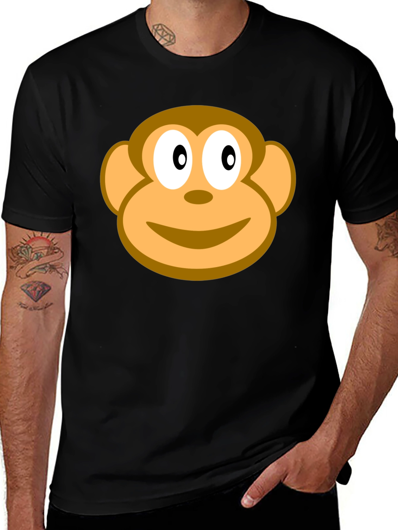 Variant 10 of Monkey Face Graphic Black T-Shirt