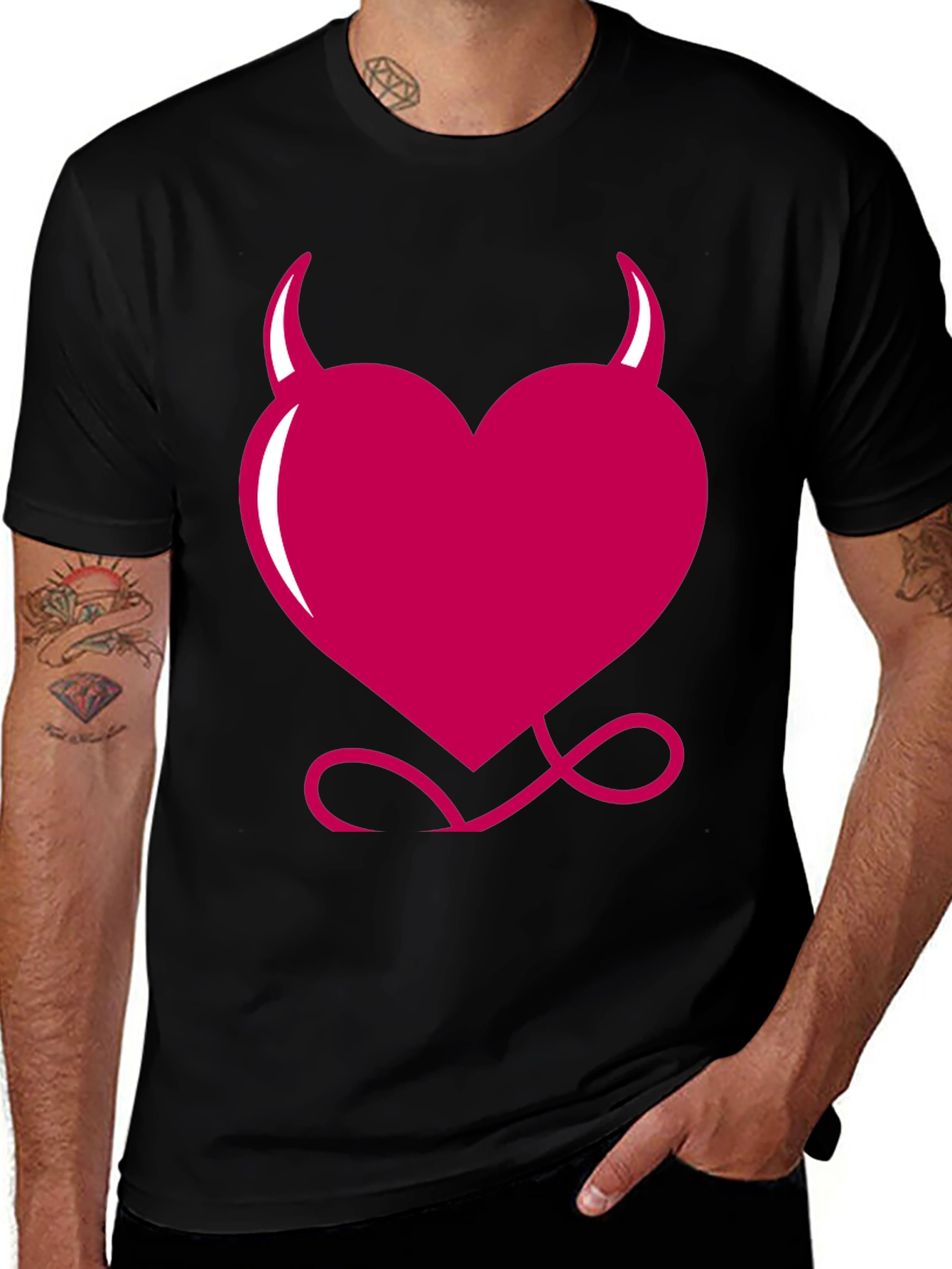 Variant 17 of Devil Heart Graphic Tee - Black