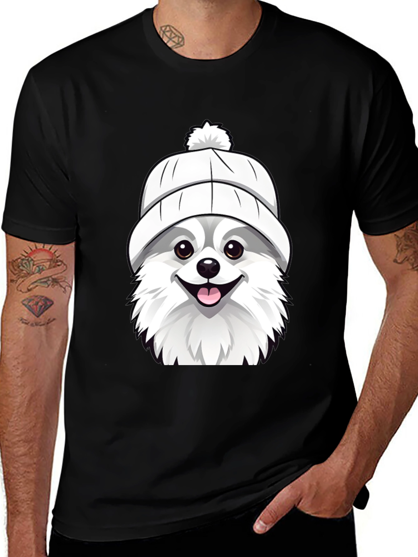Variant 8 of Dog in Hat Graphic Tee - Black