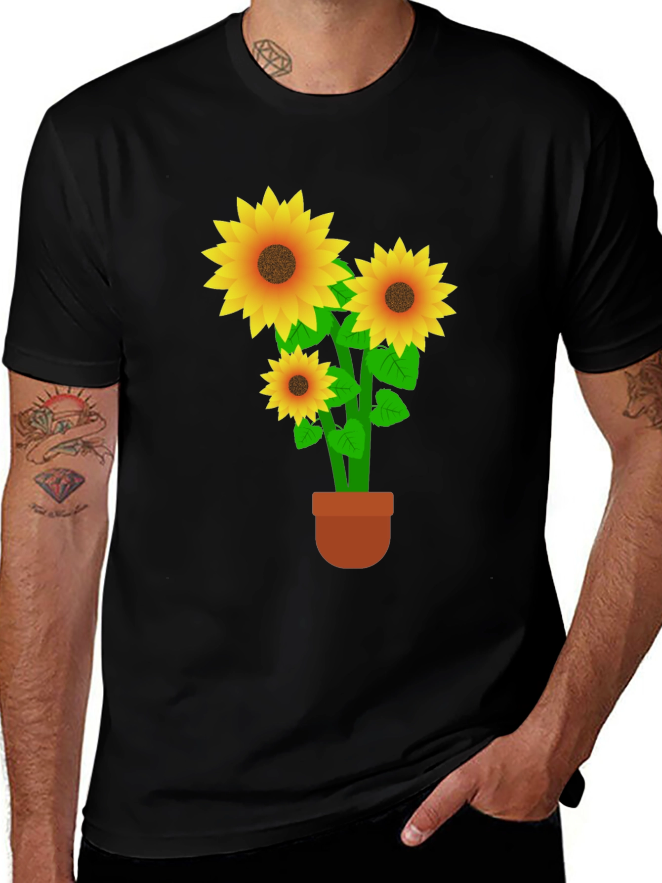 Variant 2 of Sunflower Graphic Tee - Black Cotton T-Shirt