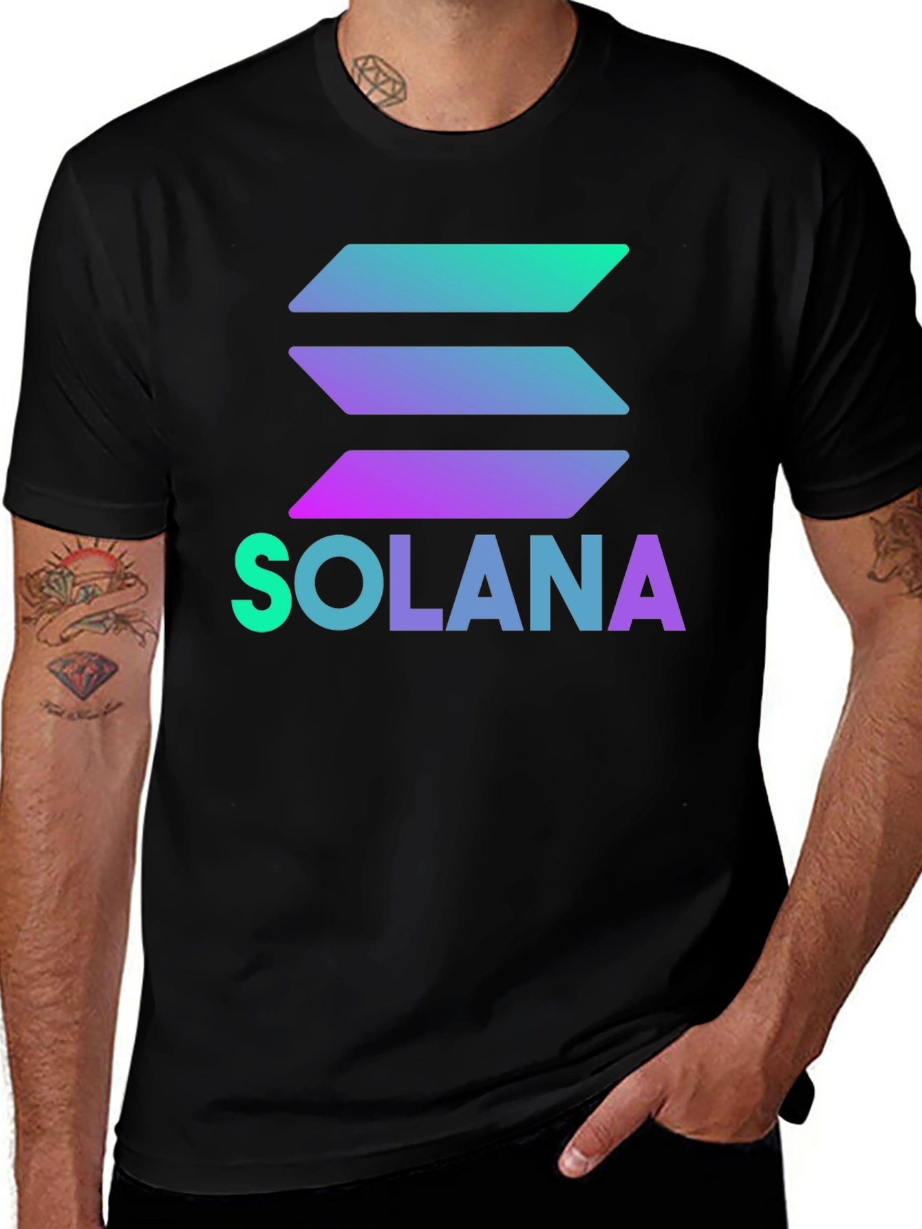 Solana Crypto T-Shirt - Black, Gradient Logo