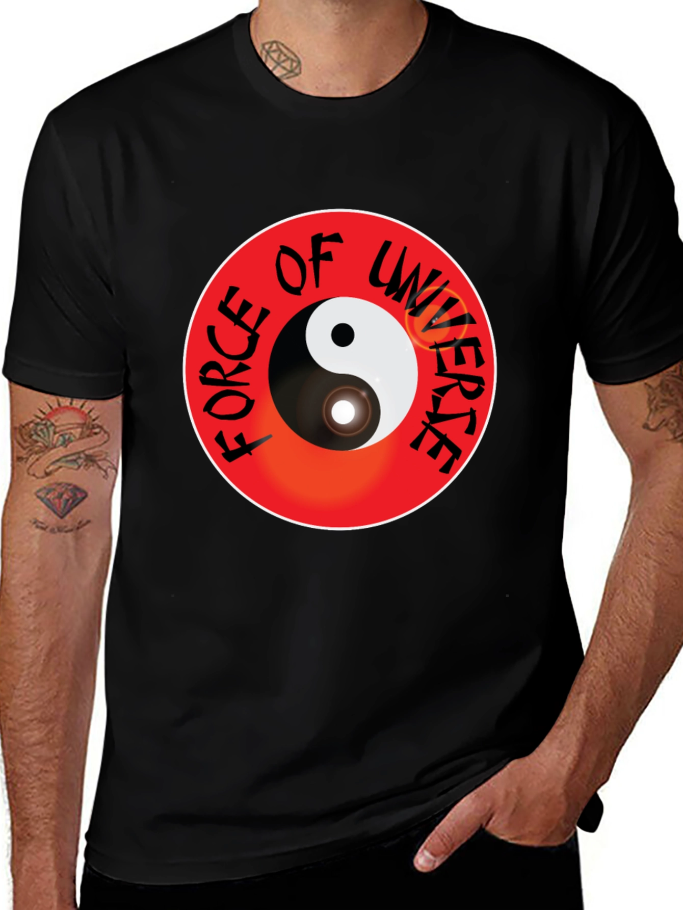 Yin Yang Force of Universe Black T-Shirt