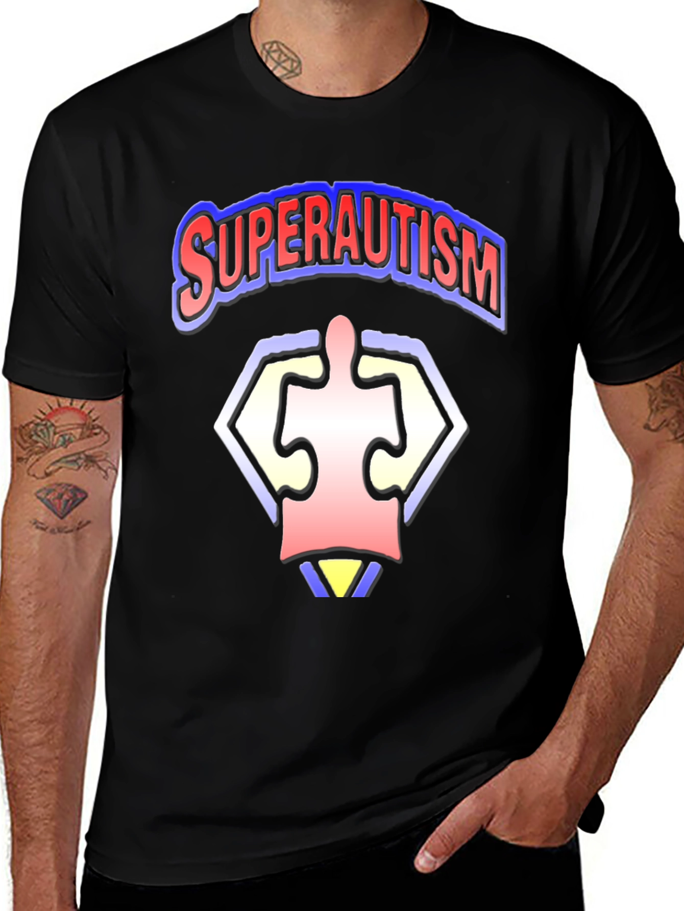 Variant 2 of SuperAutism Graphic Tee - Black T-Shirt