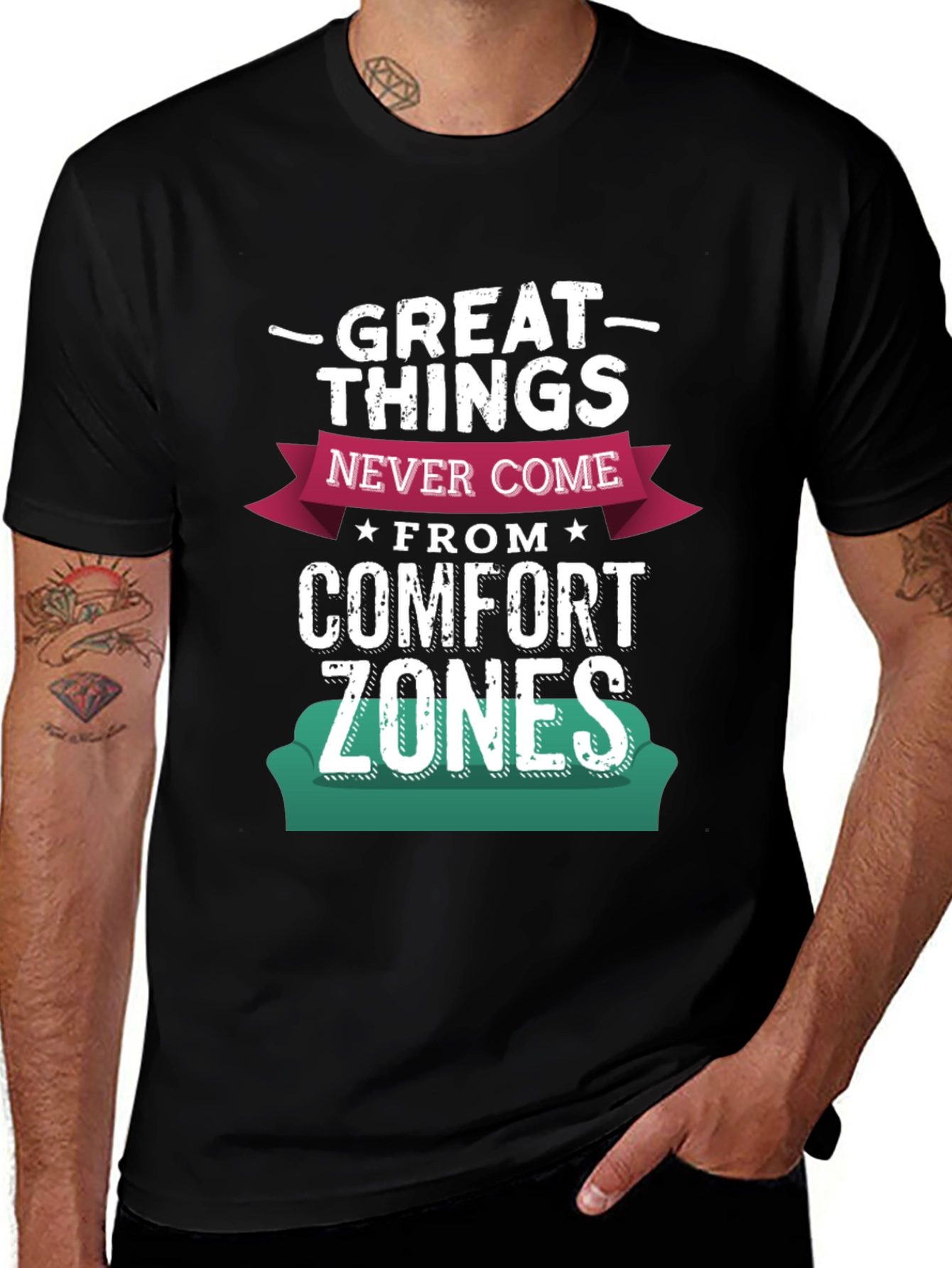 Variant 6 of Great Things Comfort Zones Black Graphic T-Shirt