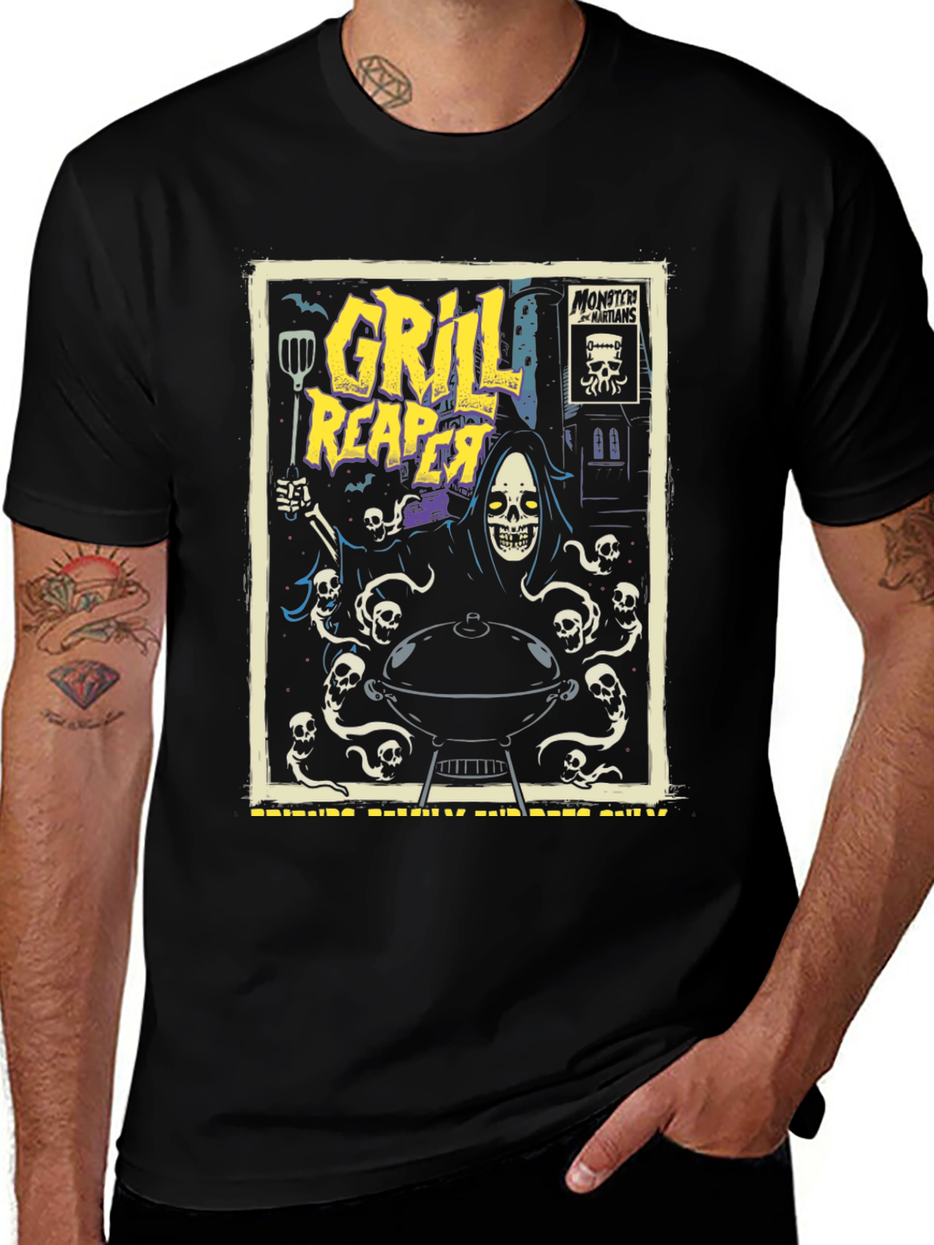Black Grill Reaper Graphic T-Shirt main image