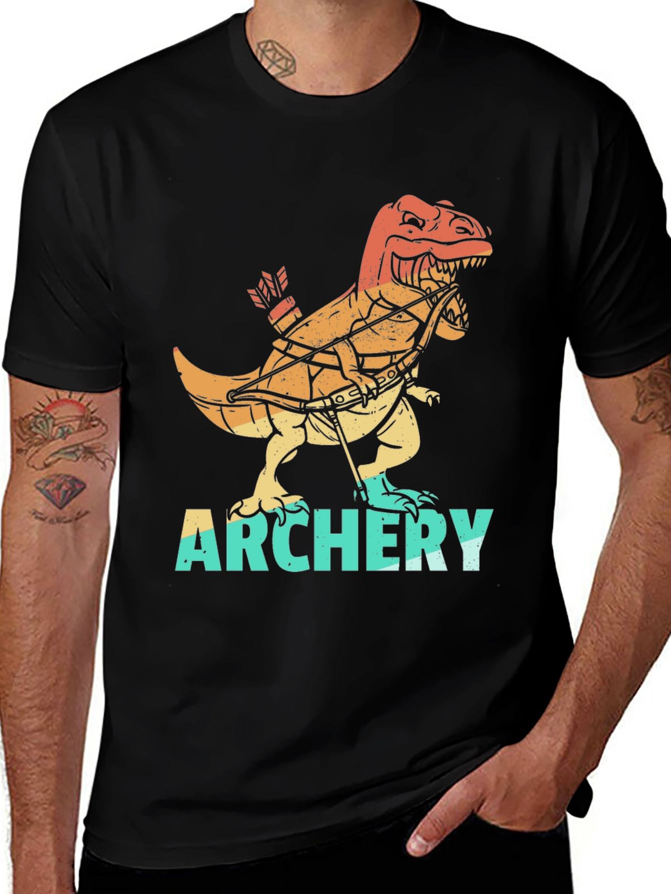 Dino Archer T-Shirt - Retro Archery Rex Tee