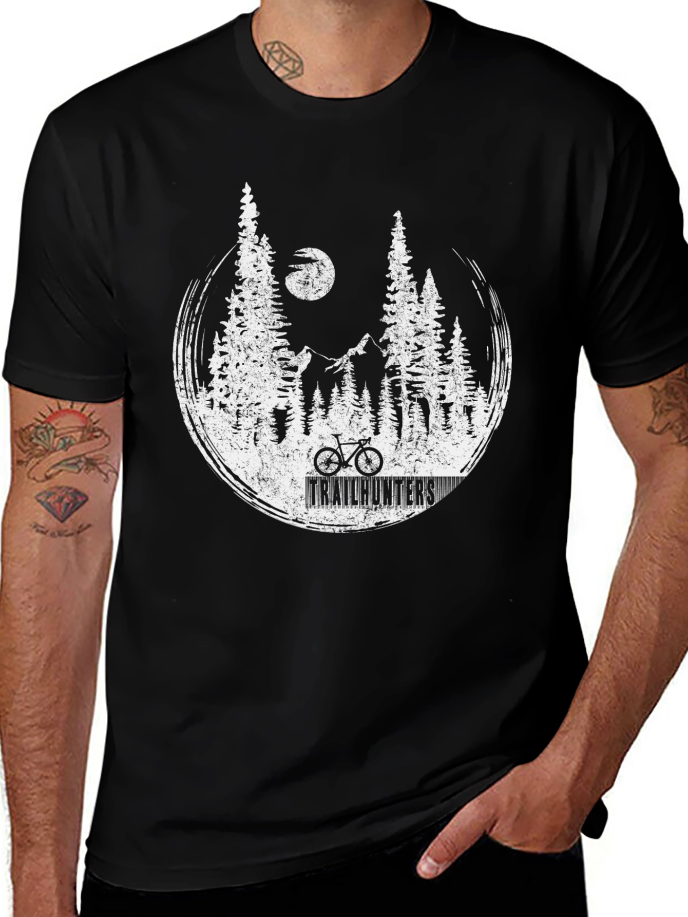 Variant 15 of Trailhunters Graphic Tee - Mountain Biking Design
