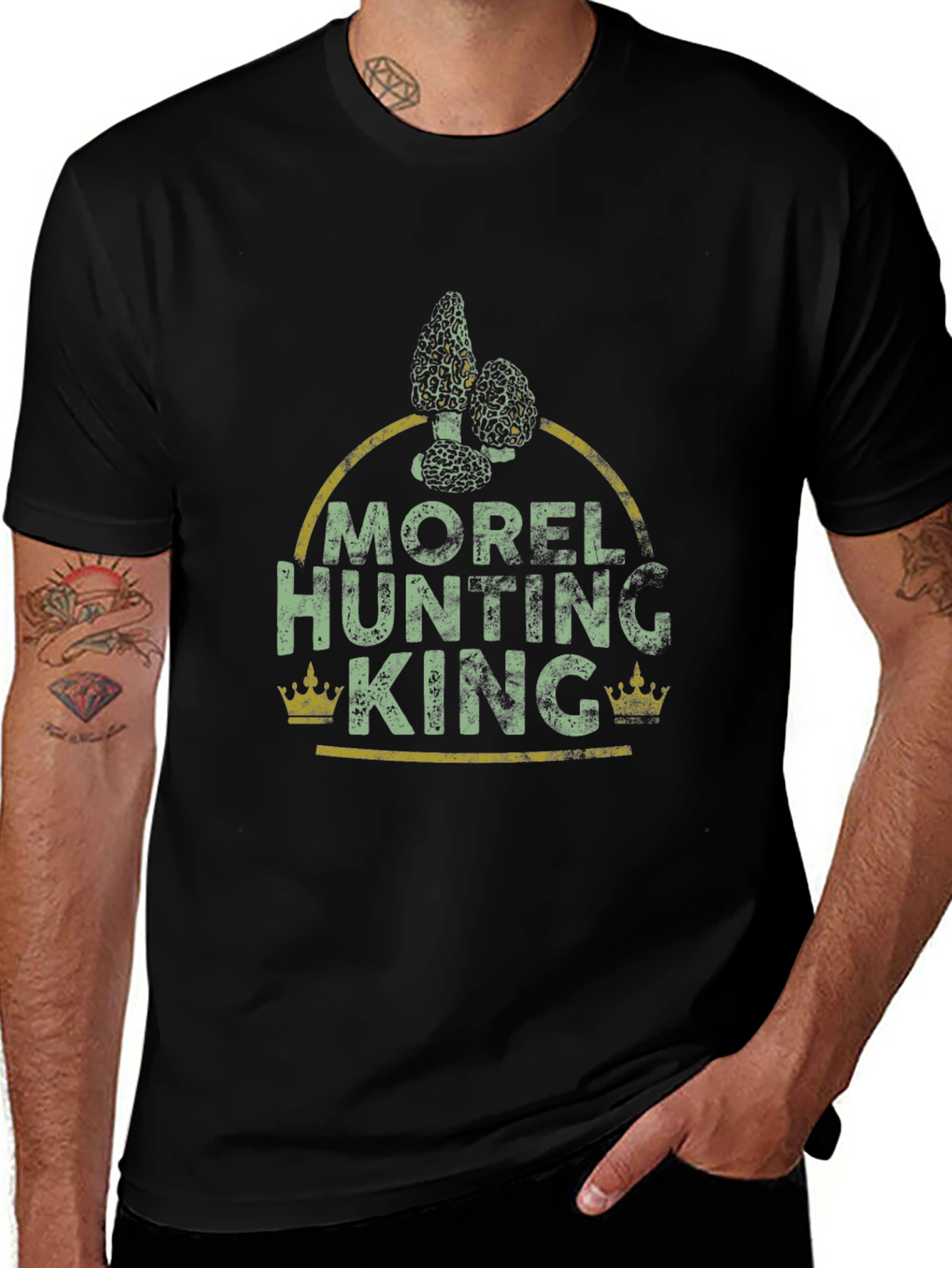 Variant 19 of Morel Hunting King T-Shirt - Unique Mushroom Hunter Tee