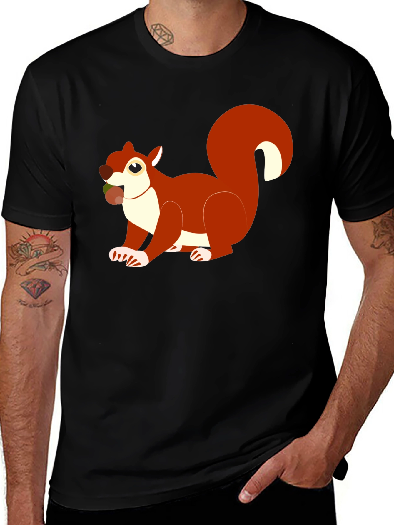 Variant 6 of Squirrel Graphic Tee - Black Cotton Blend