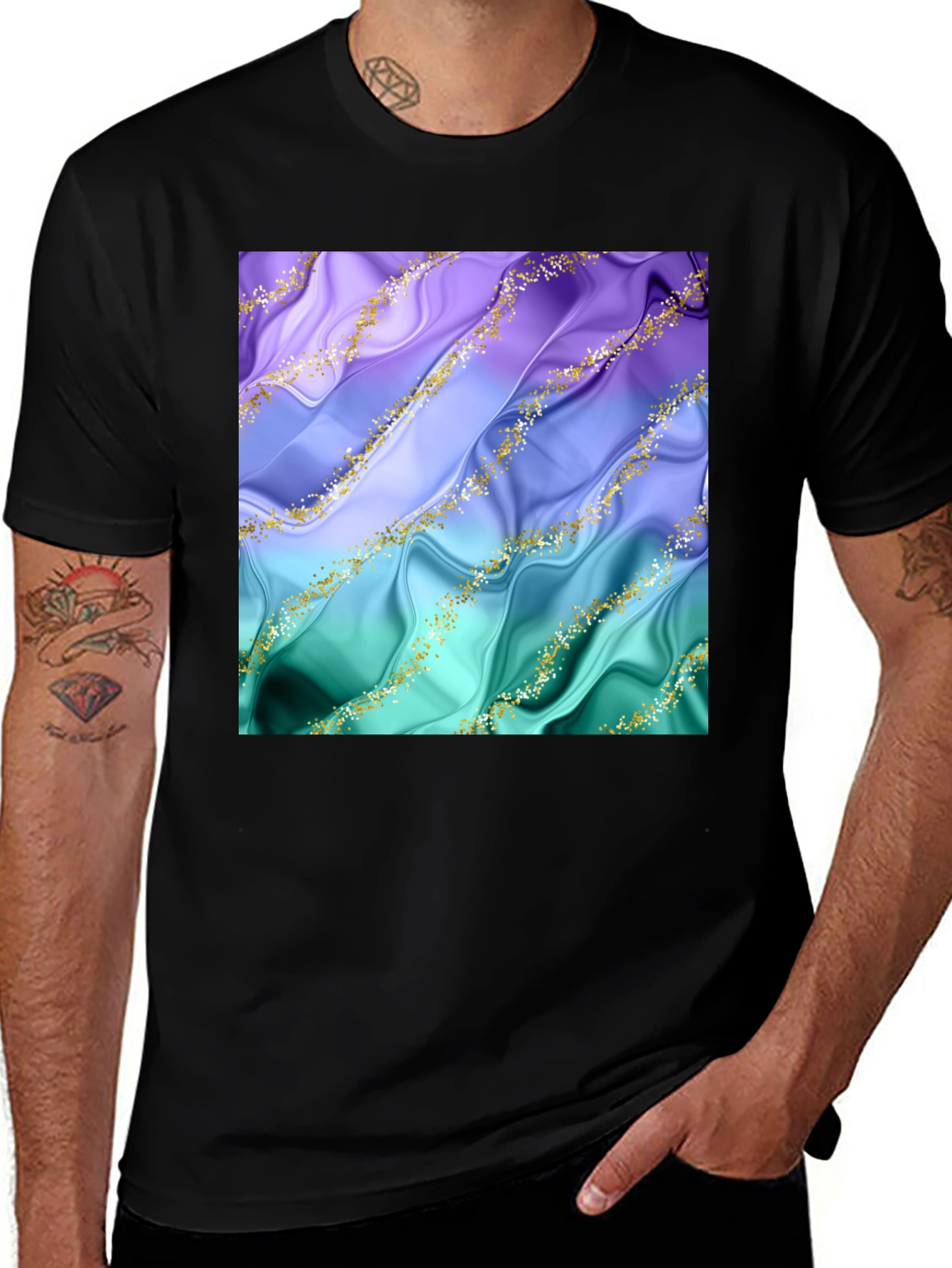 Variant 20 of Elegant Marble Design Black T-Shirt
