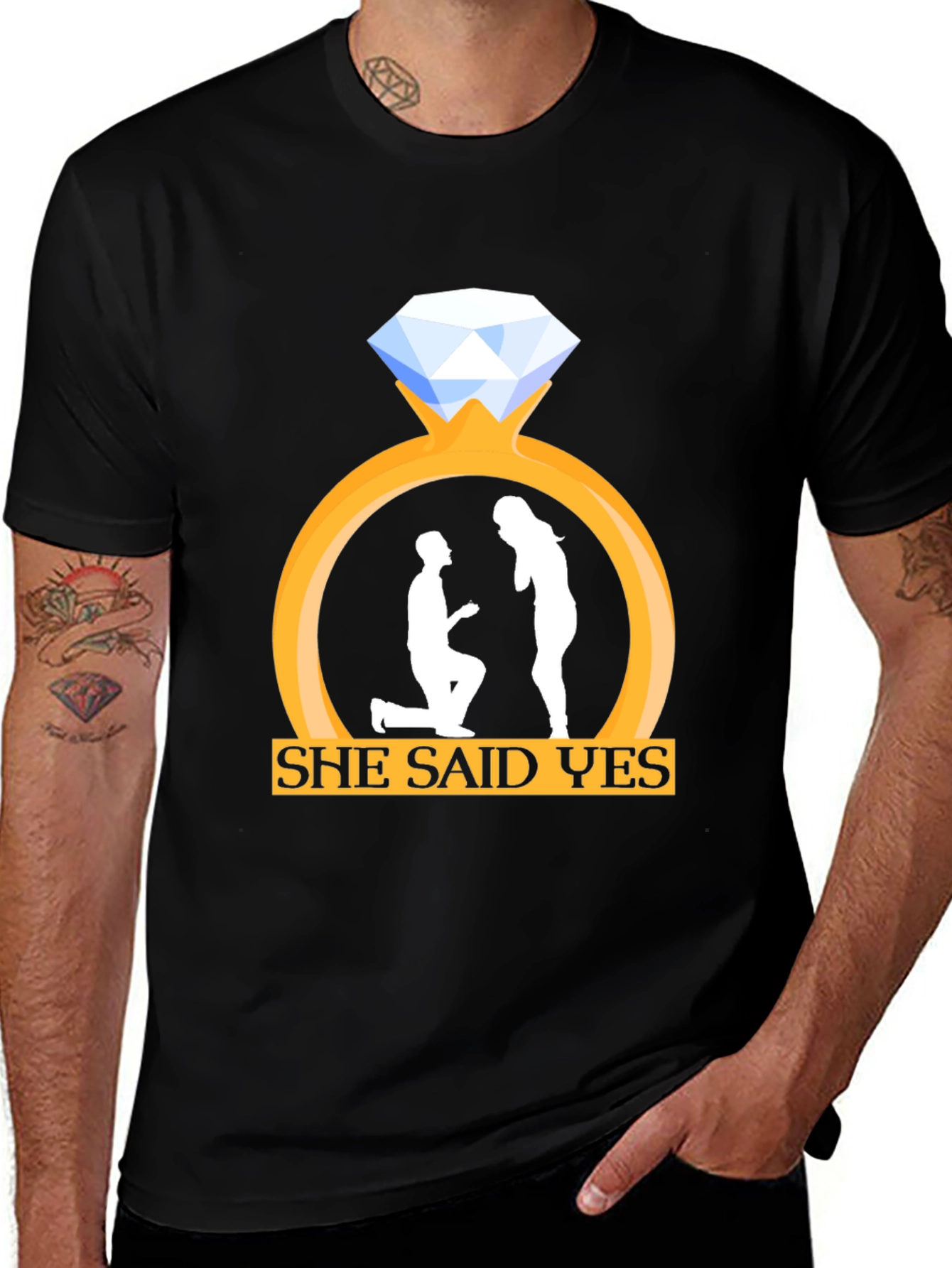Variant 28 of She Said Yes Engagement Proposal T-Shirt