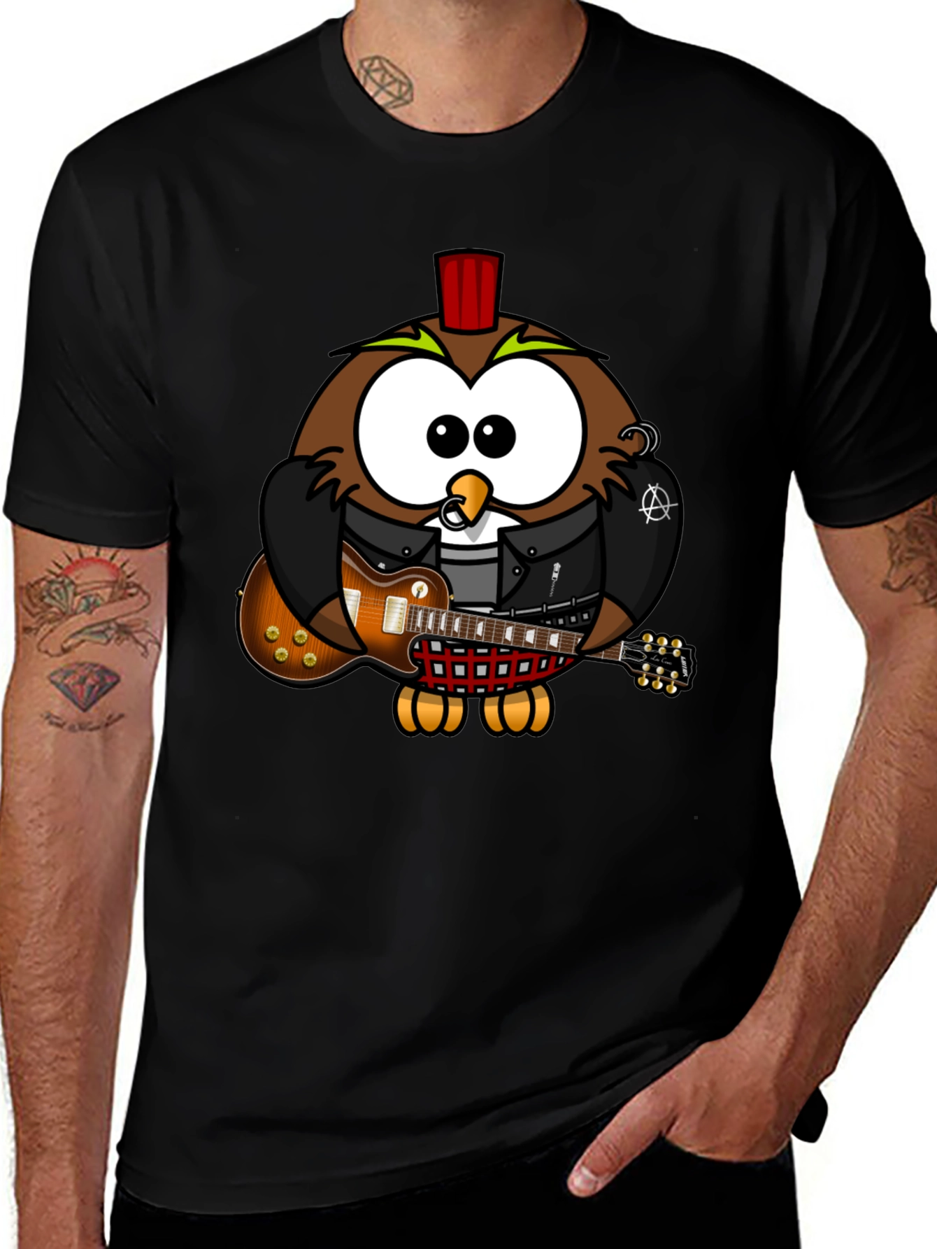 Variant 3 of Cool Owl Guitarist Graphic T-Shirt