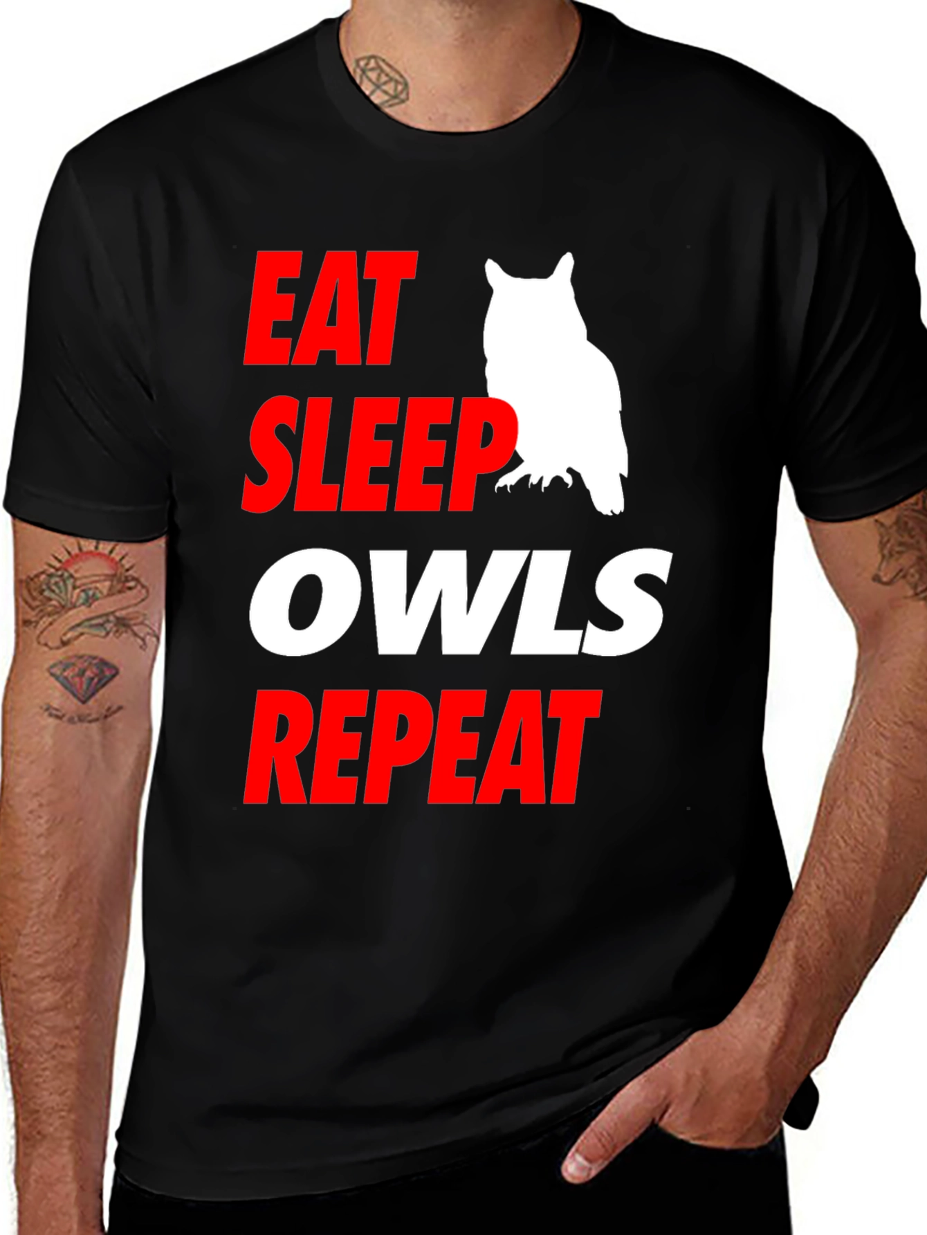 Variant 18 of Eat Sleep Owls Repeat Graphic Tee