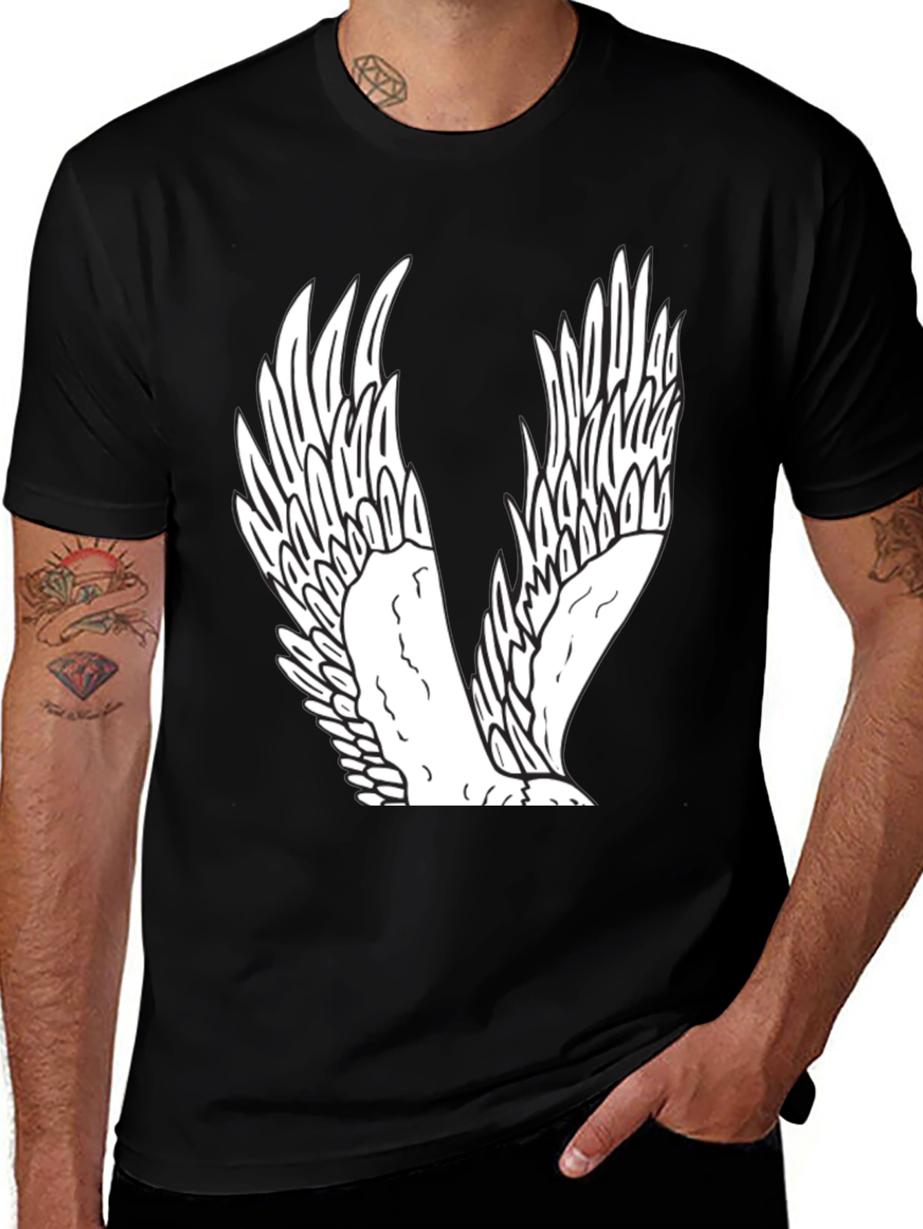 Variant 21 of Winged Graphic Black T-Shirt