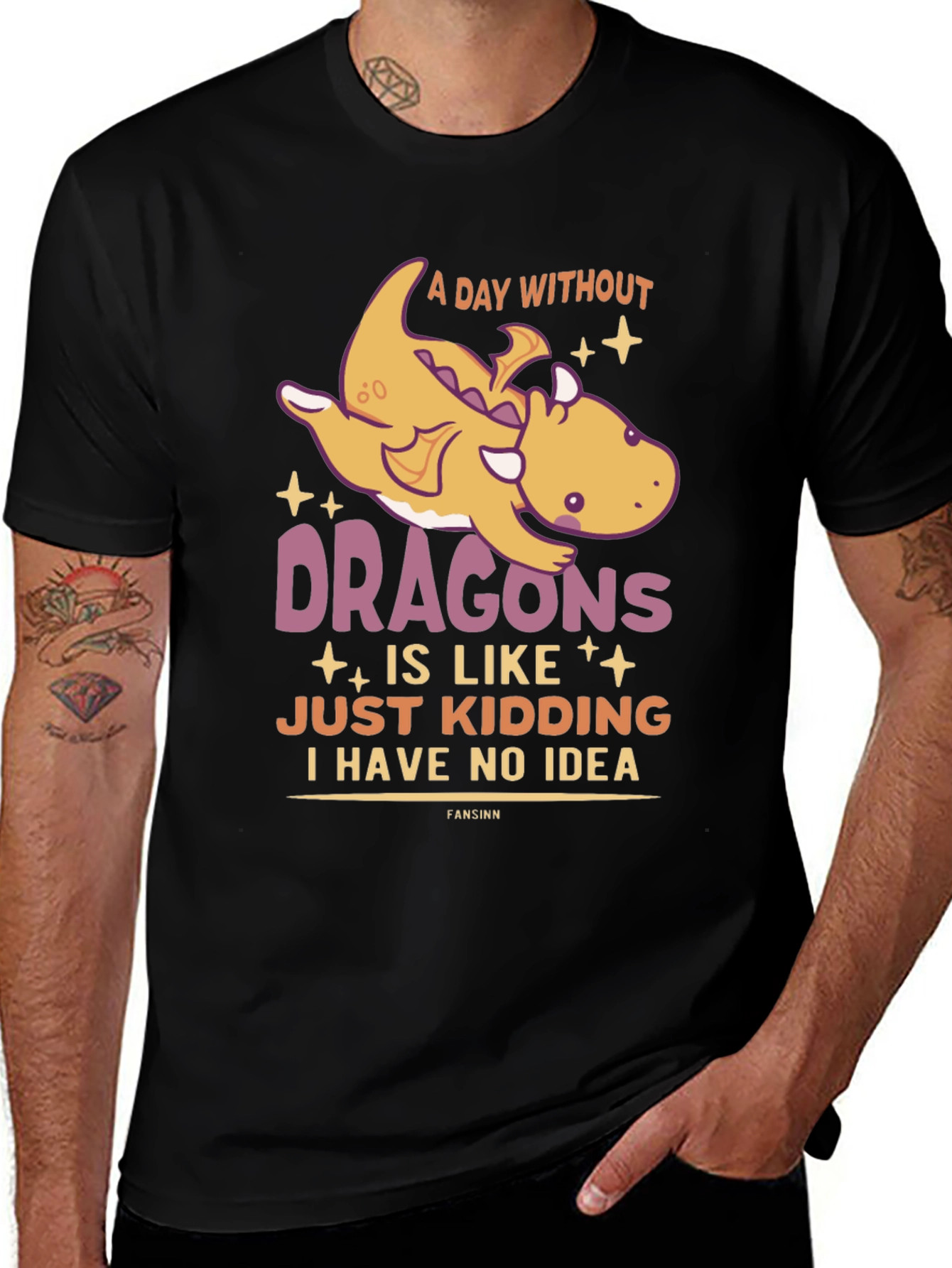 Variant 22 of Funny Dragon Graphic T-Shirt - A Day Without Dragons