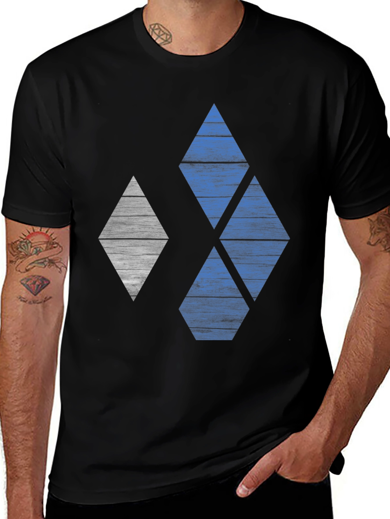 Variant 26 of Geometric Diamond Pattern Graphic Tee - Modern Style