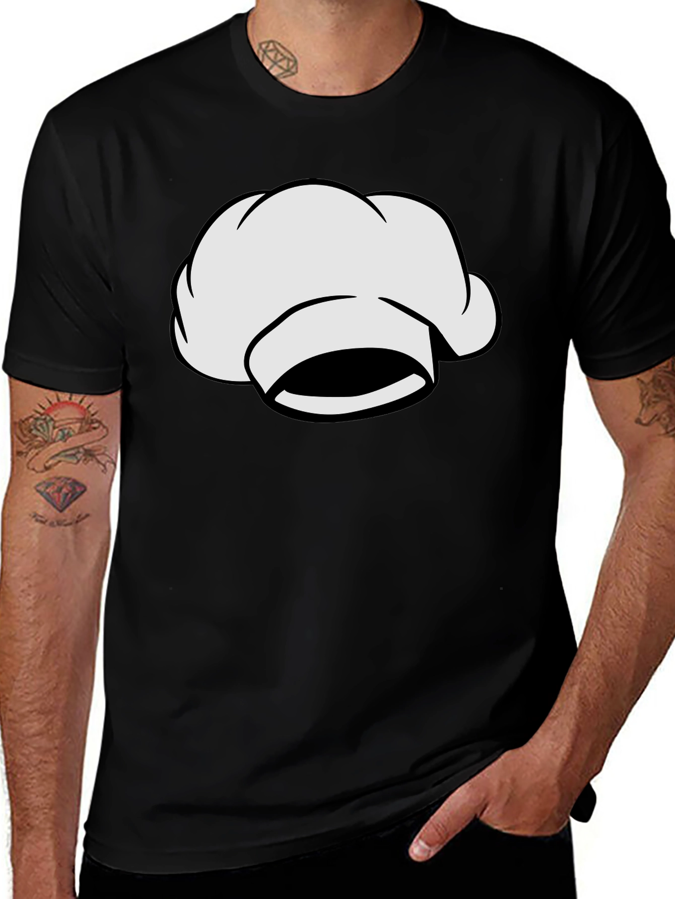 Variant 20 of Chef Hat Graphic Tee - Black Cotton T-Shirt