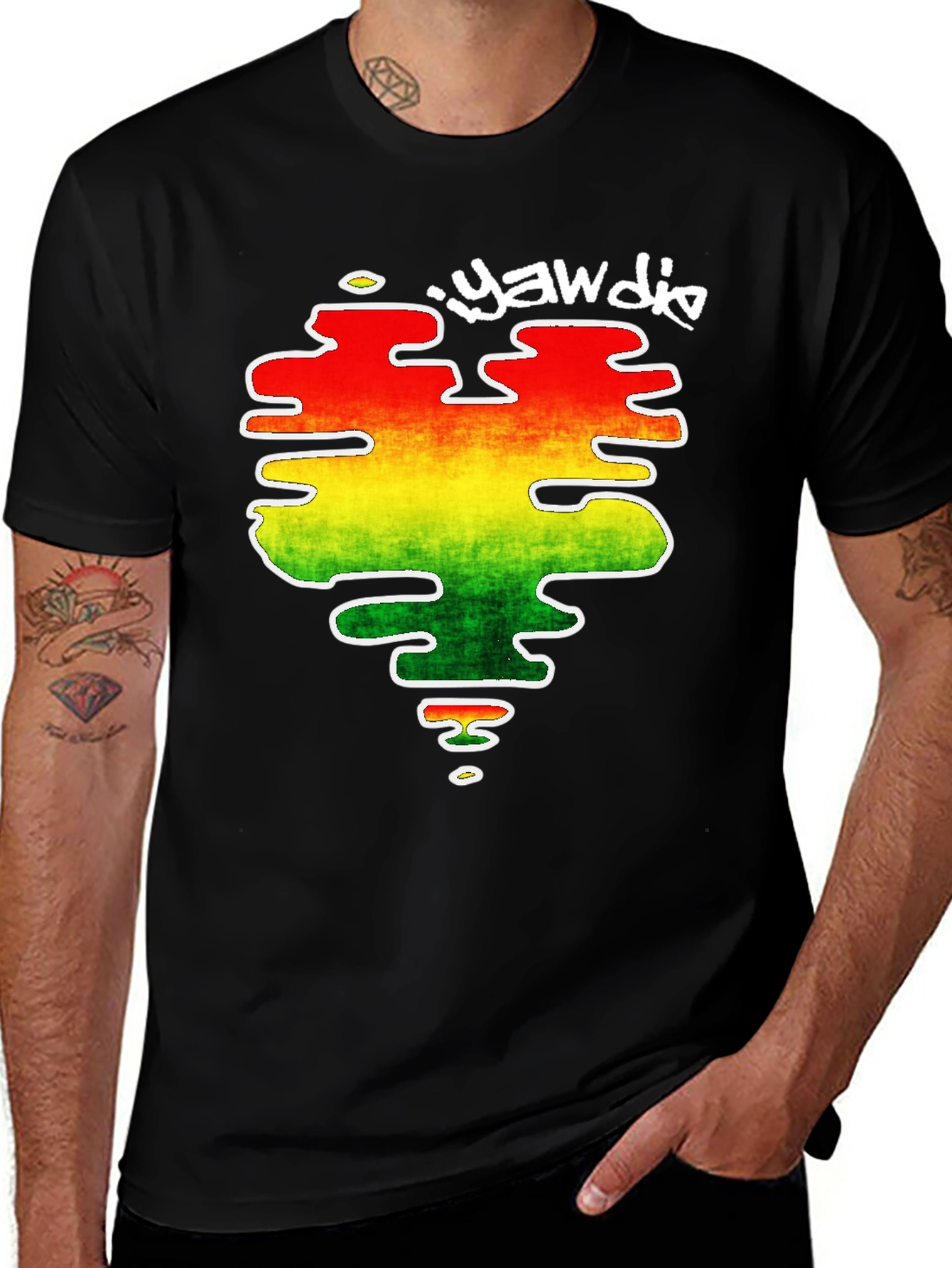 Variant 30 of Yawdie Rasta Heart T-Shirt - Reggae Vibe